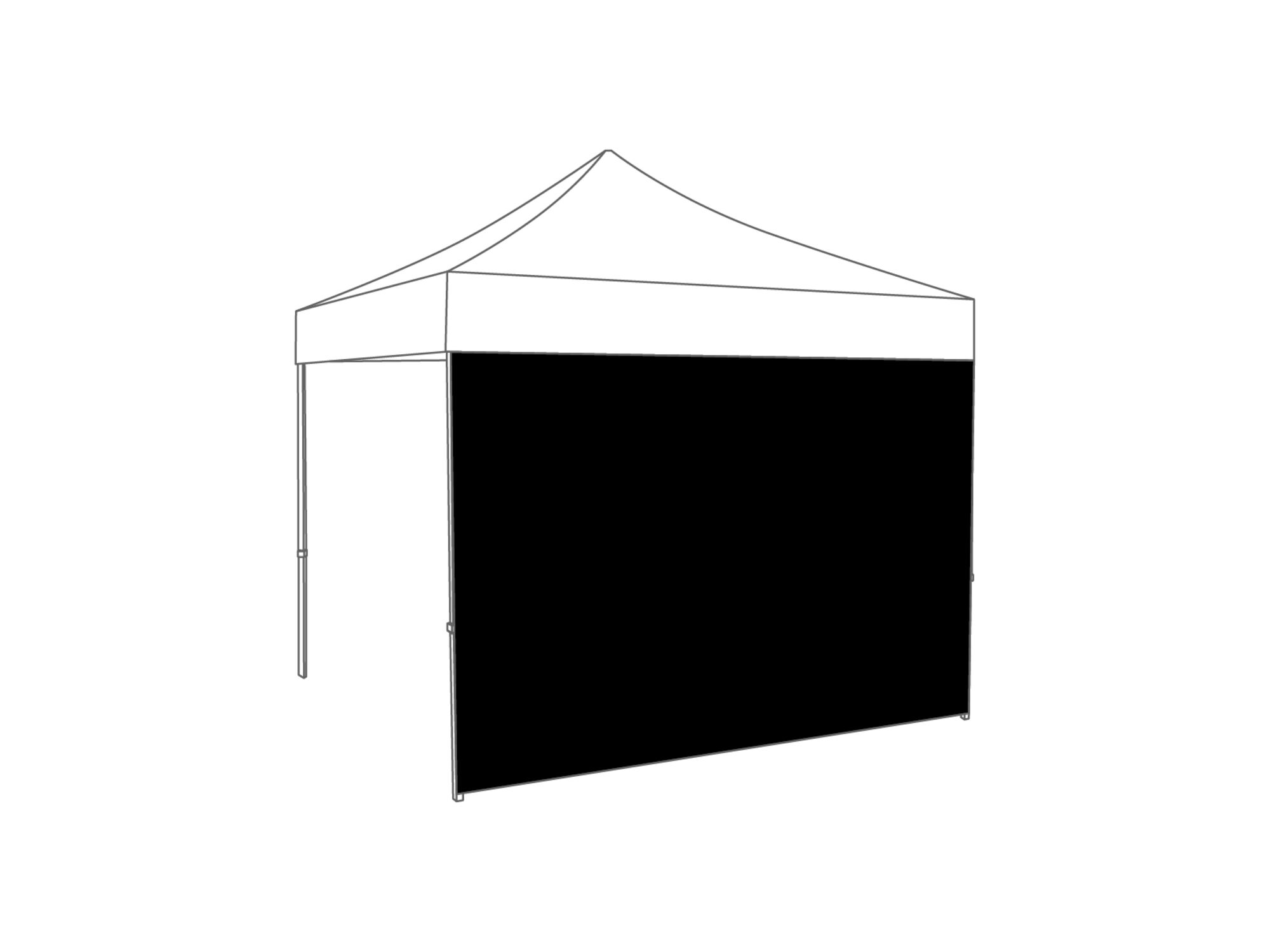 Vouwtent Zijwand gesloten - 3m - Polyester Zwart