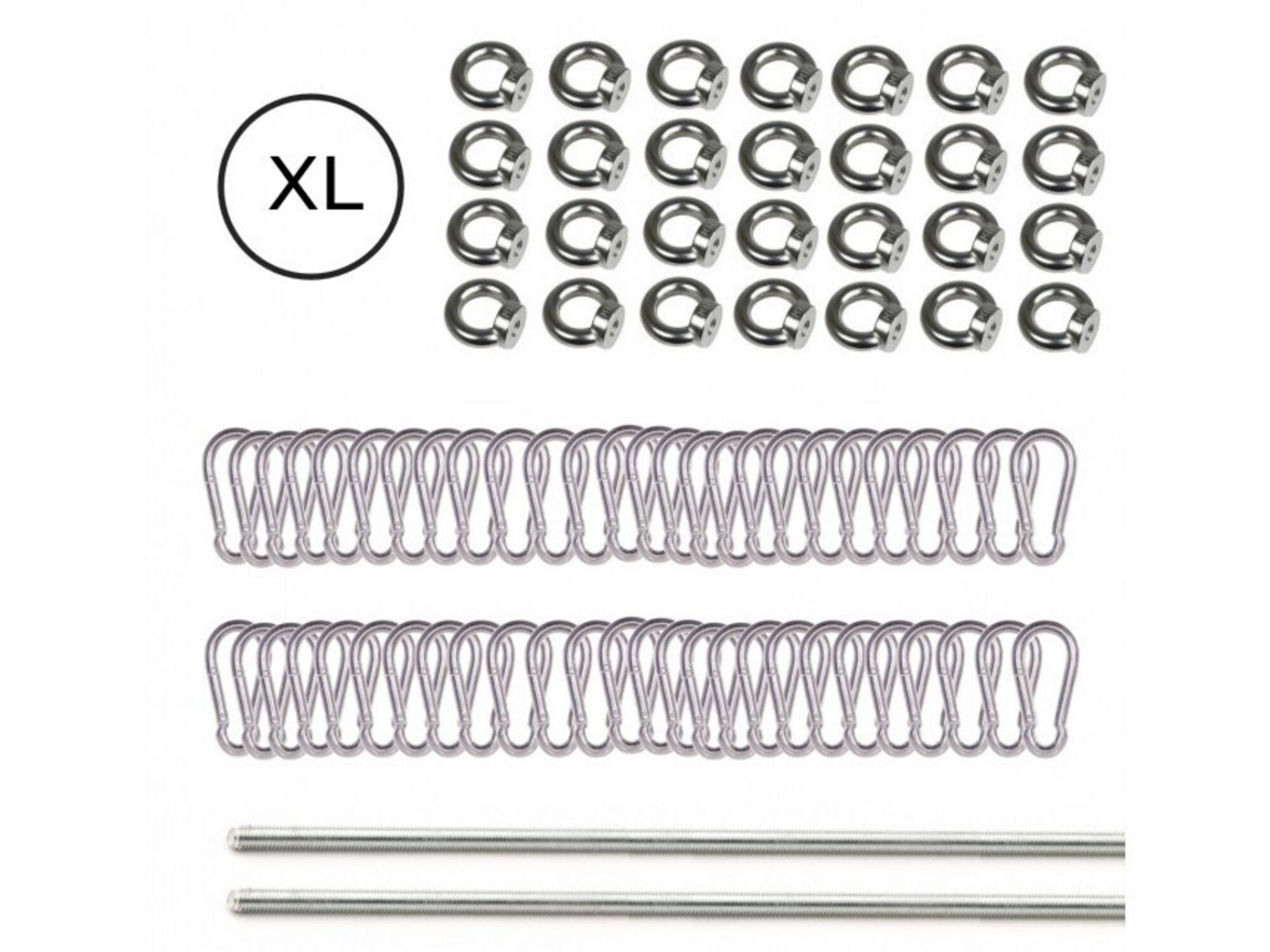 Kit de mousquetons - galvanisé - tige filletée à couper pour tente stretch 10 x 15 m