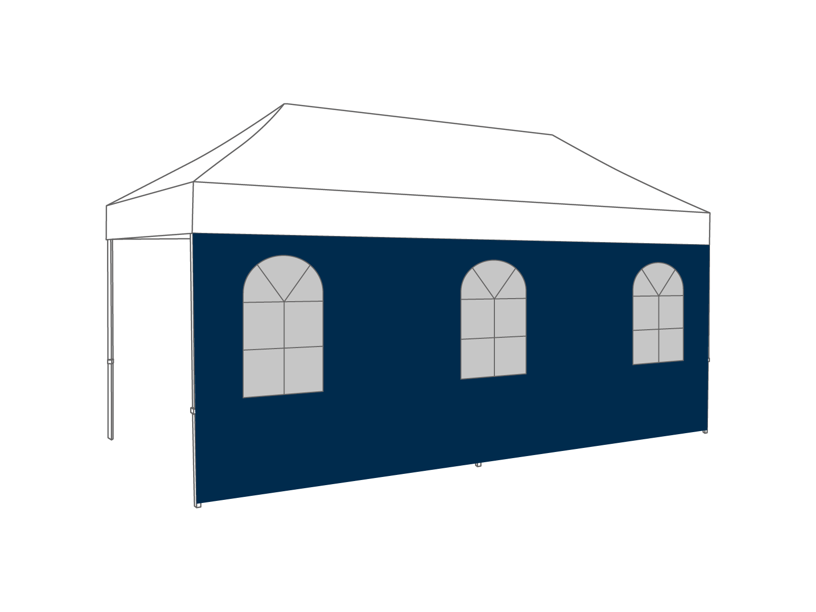 Tonnelle pliante Paroi latérale avec fenêtre en arche - 5m - Polyester Bleu foncé