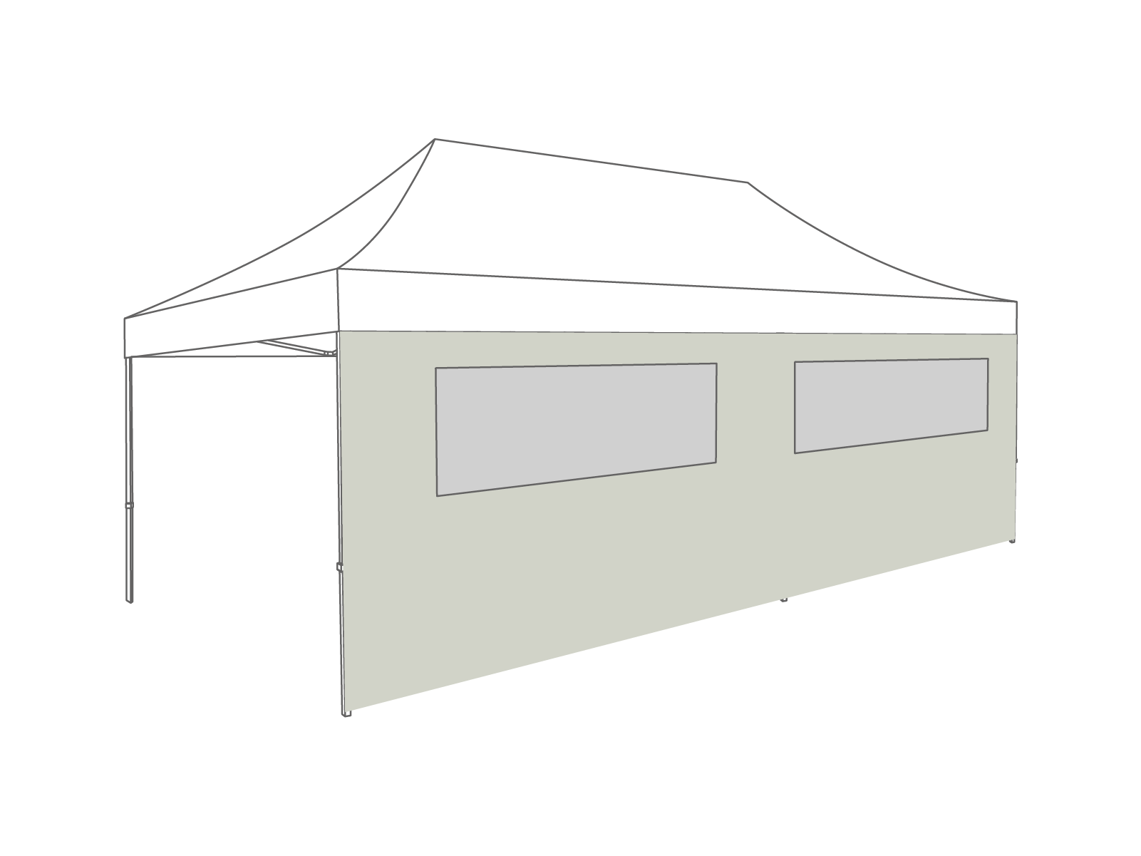 Tonnelle pliante Paroi latérale avec fenêtre - 6m - Polyester (pour 3x6) Gris clair