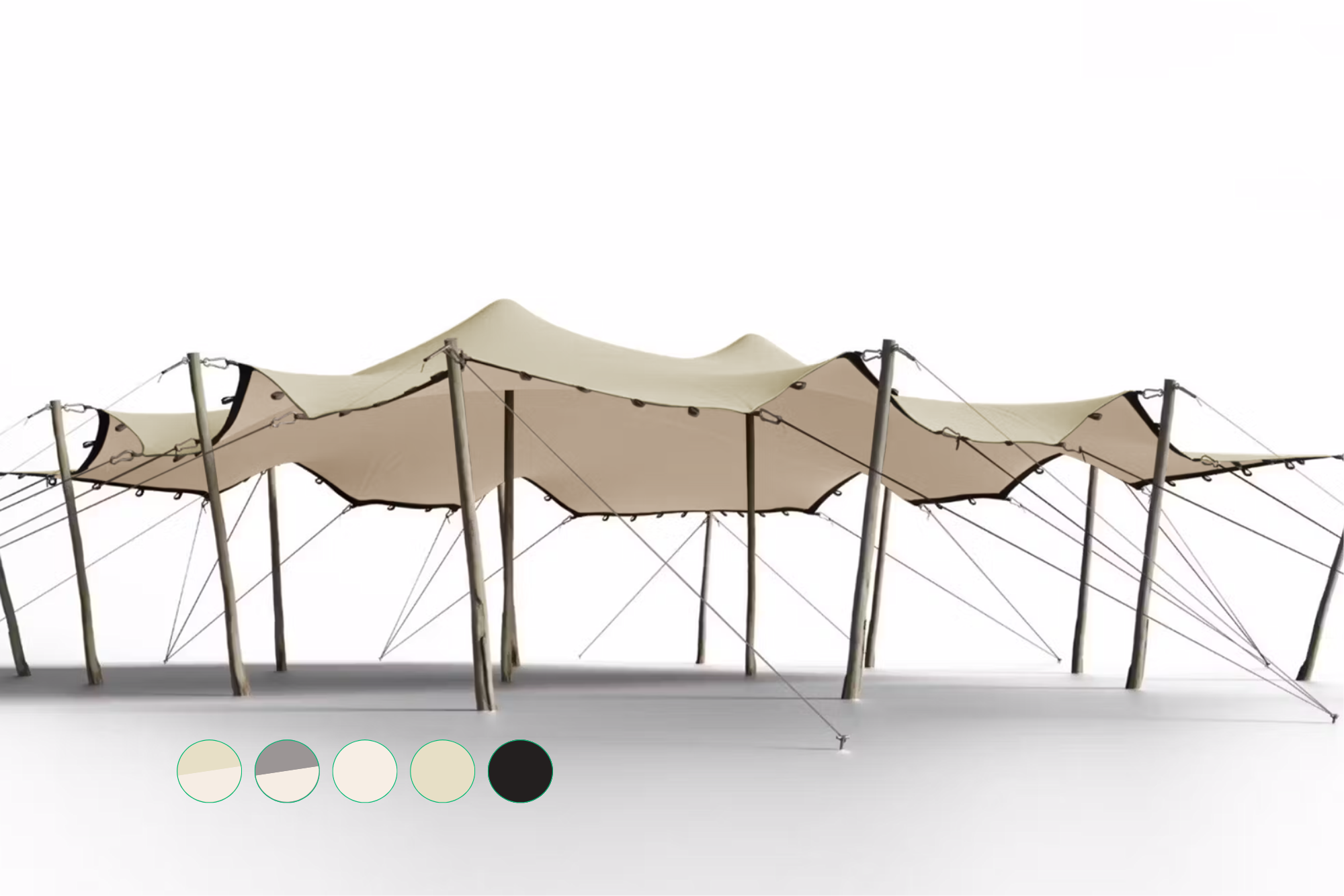 Triflexx stretch tent canvas (560 g/m²) with loops - 10 x 10,5 m Sand/Cream
