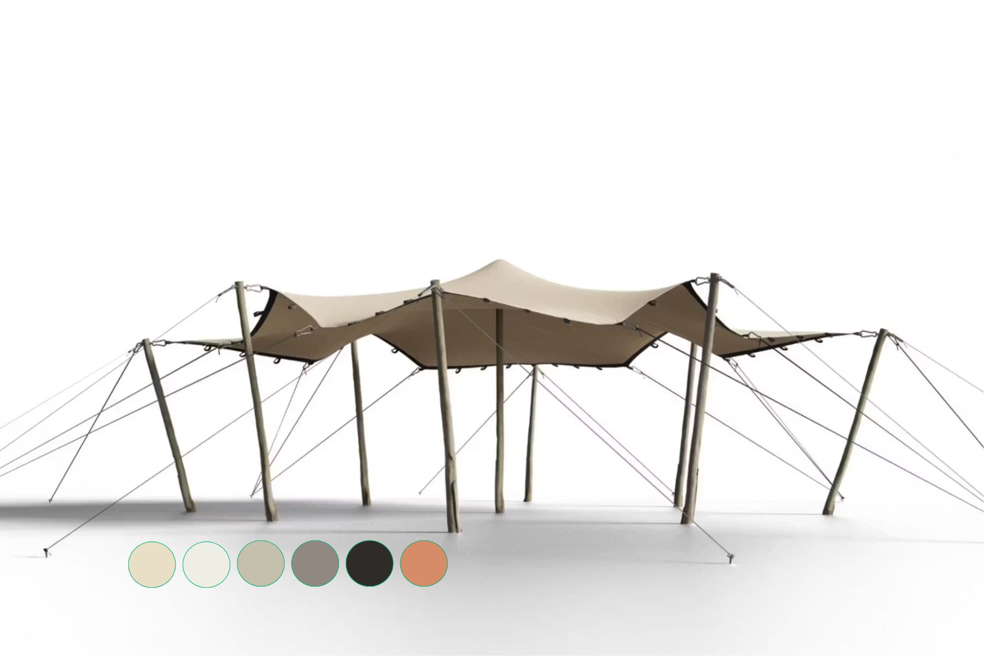 Hiflexx stretchtent zeil (740 g/m²) met lussen - 6,5 x 6,5 m Zand/Zand