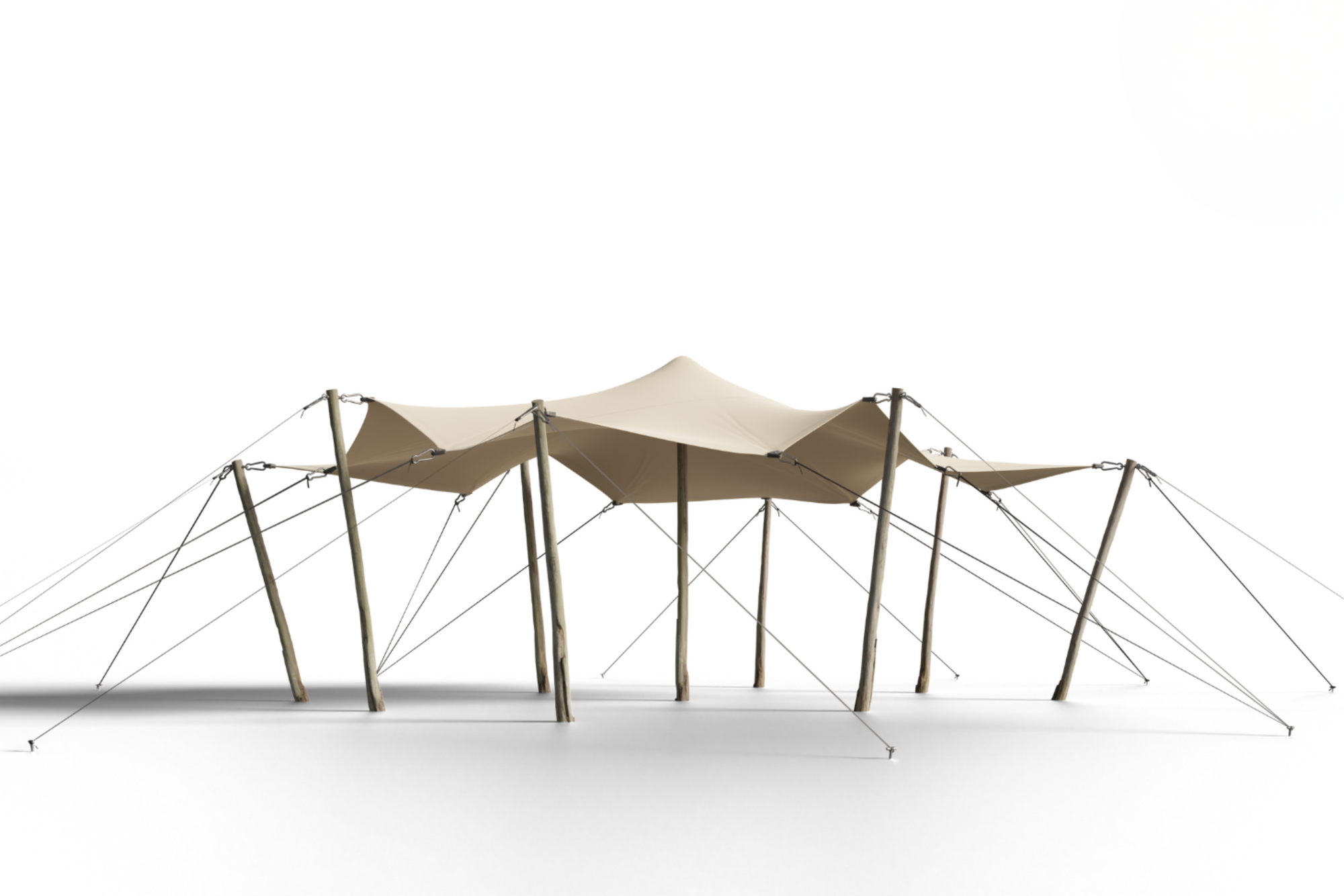 Triflexx stretchtent zeil (560 g/m²) met klemmen - 6,5 x 5 m Zand/Zand