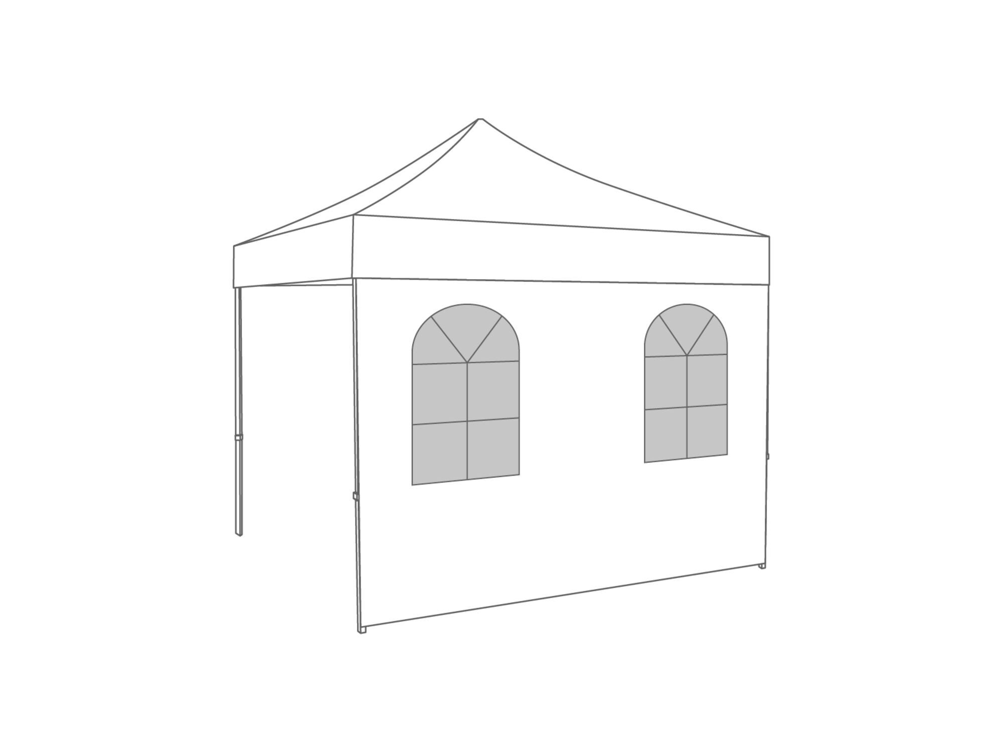 Faltpavillon Seitenwand Bogenfenster - 4 m - Polyester (für 2x4) Weiß