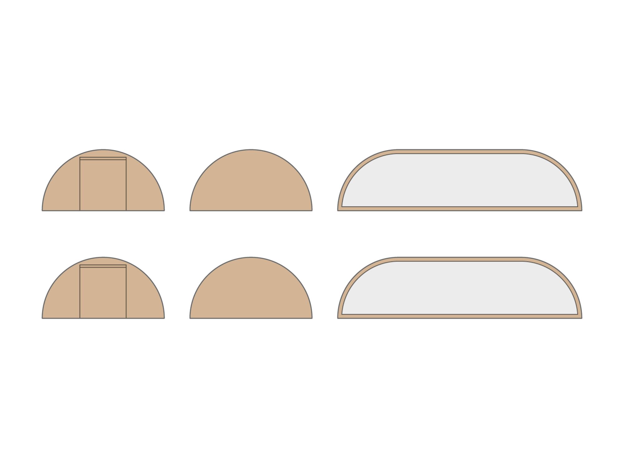 Dubbele Stertent StellarLite zijwandenset - 13 x 21 m - polyester Desert Sand