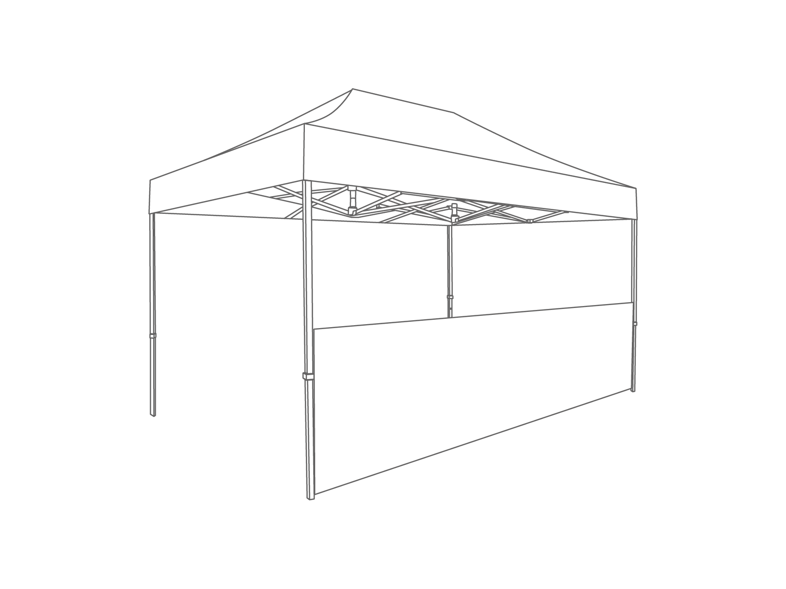 Carpa plegable - Media pared - 4,5m - PVC blanco
