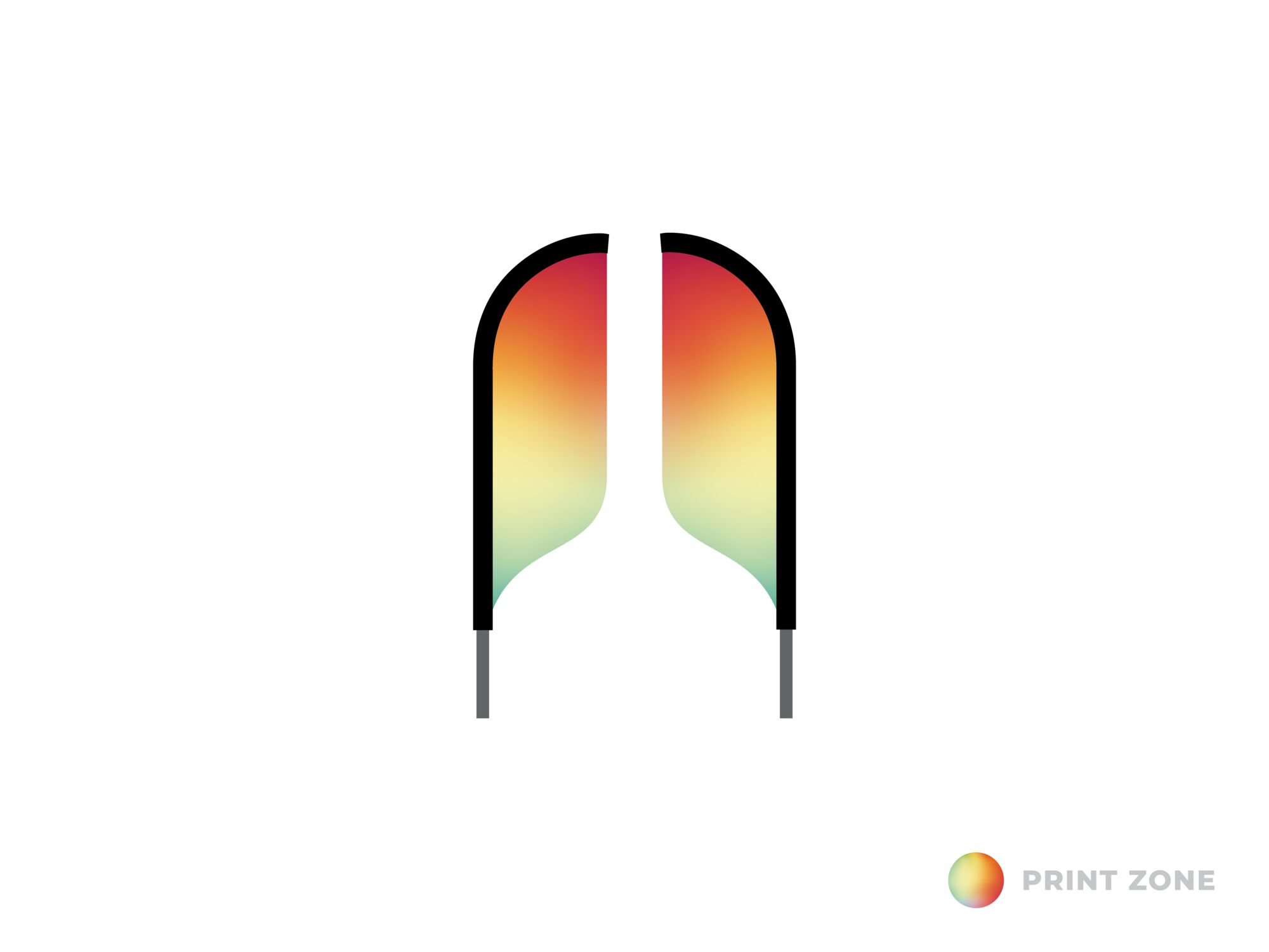 Standardfahne beidseitig mit Mast und Tragetasche - klein Bedruckt