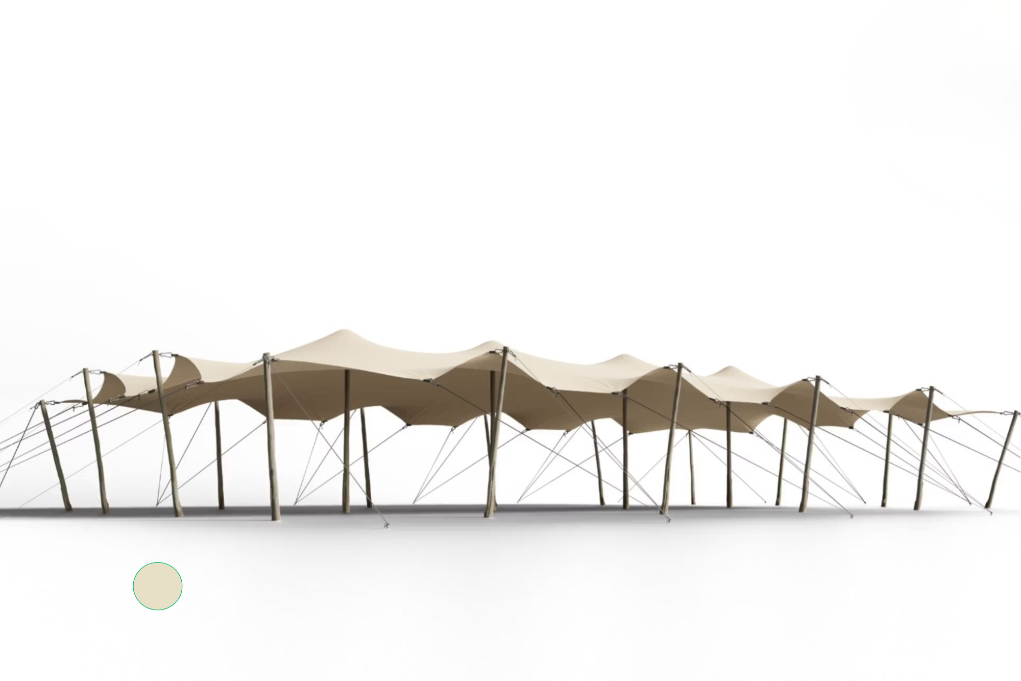 Hiflexx Stretchzelt Plane (740 g/m²) mit Klemmen - 10 x 21,5 m Sand/Sand