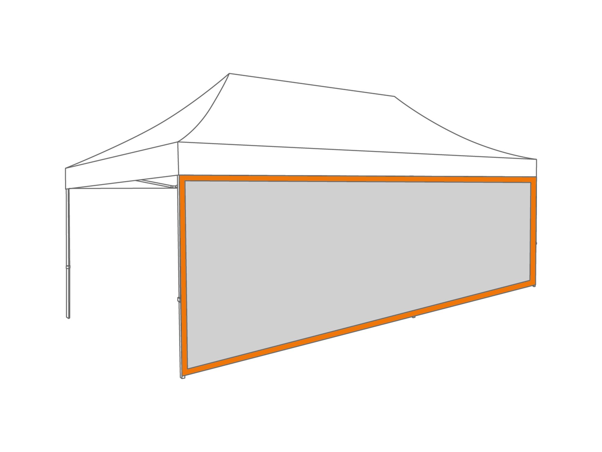 Folding tent Sidewall panoramic window - 6m - Polyester (for 3x6) Orange