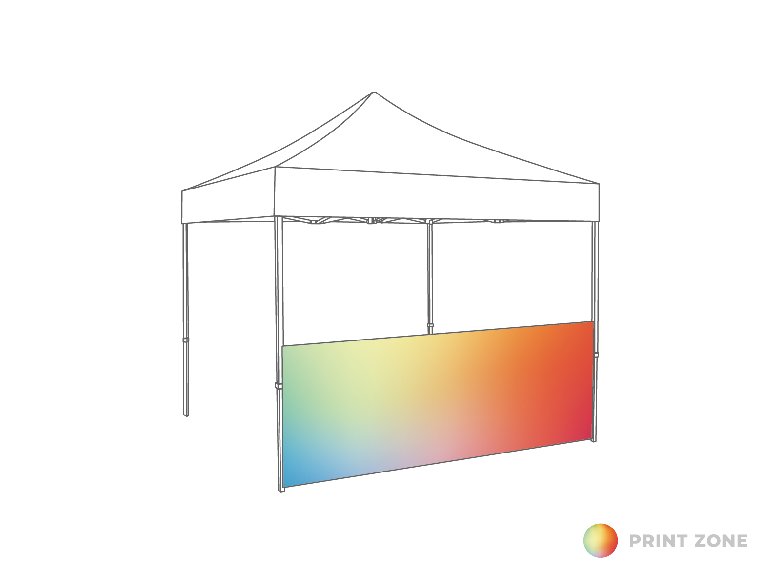 Faltpavillon Halbe Seitenwand - 4 m - PVC light (matt) Print