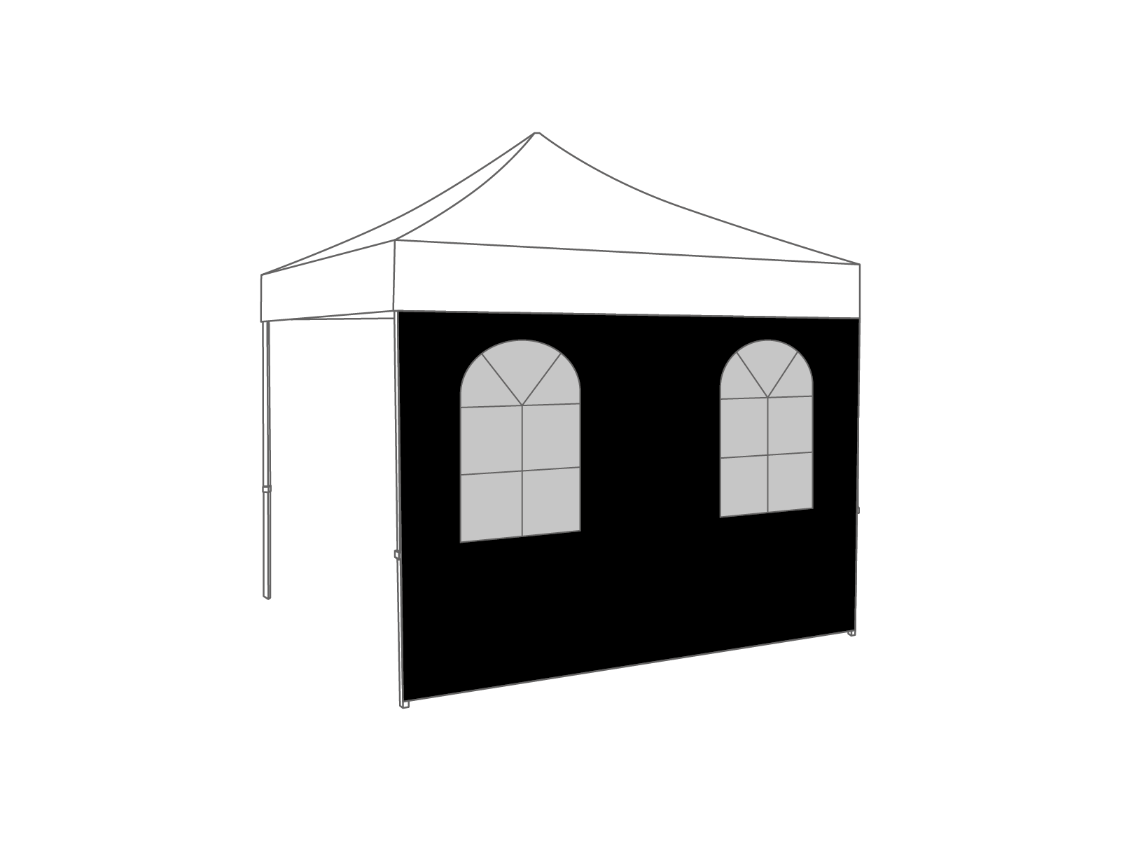 Folding tent Sidewall arched window - 3m - Polyester Black