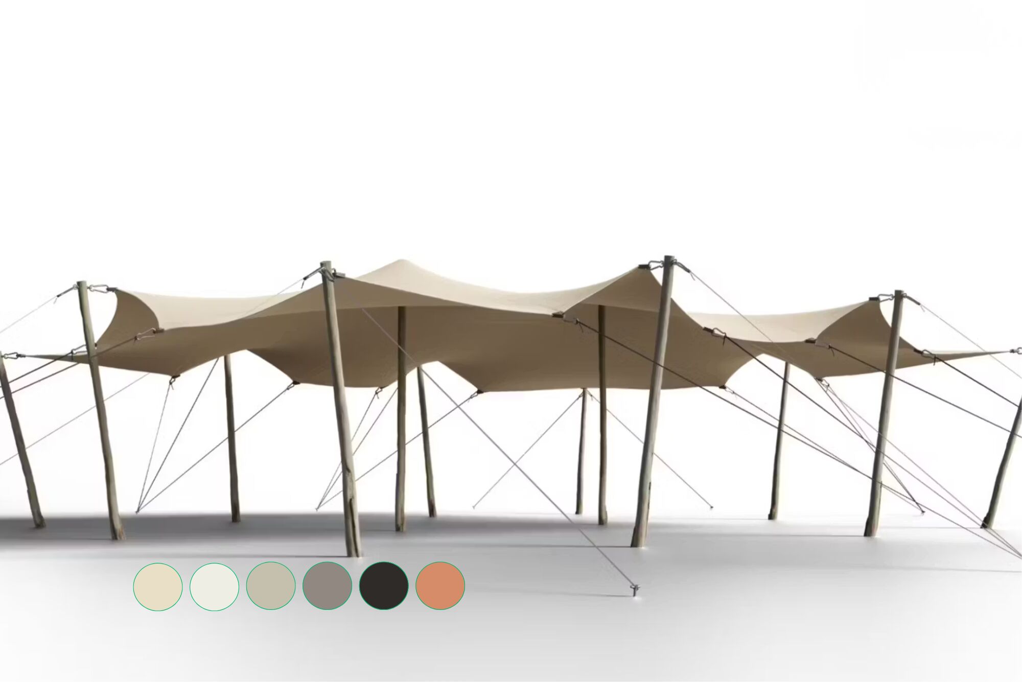 Hiflexx stretchtent zeil (740 g/m²) met klemmen - 8,5 x 12,5 m Zand/Zand
