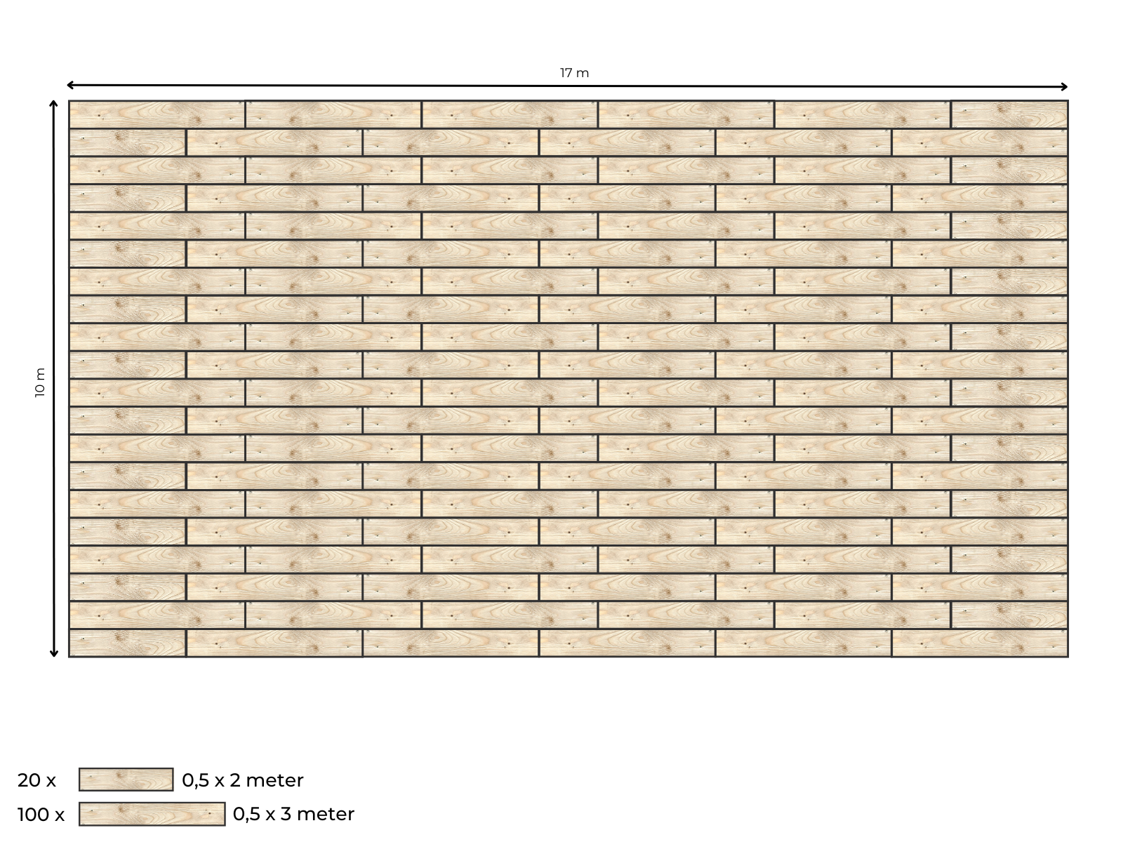 Suelo de madera completo para carpa beduina de 10 x 17 m