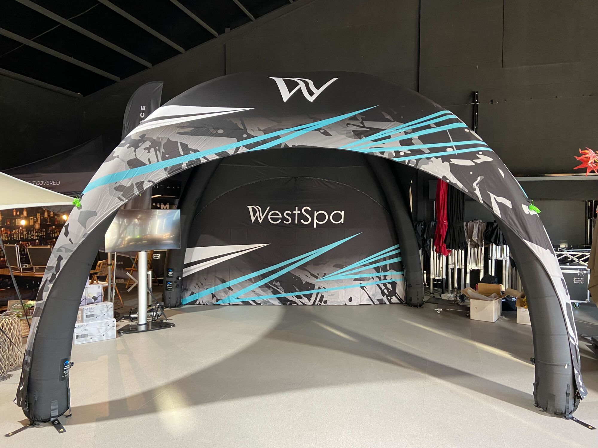 Opblaasbare tent Globe - 5x5m Zwart frame - Bedrukt dakzeil