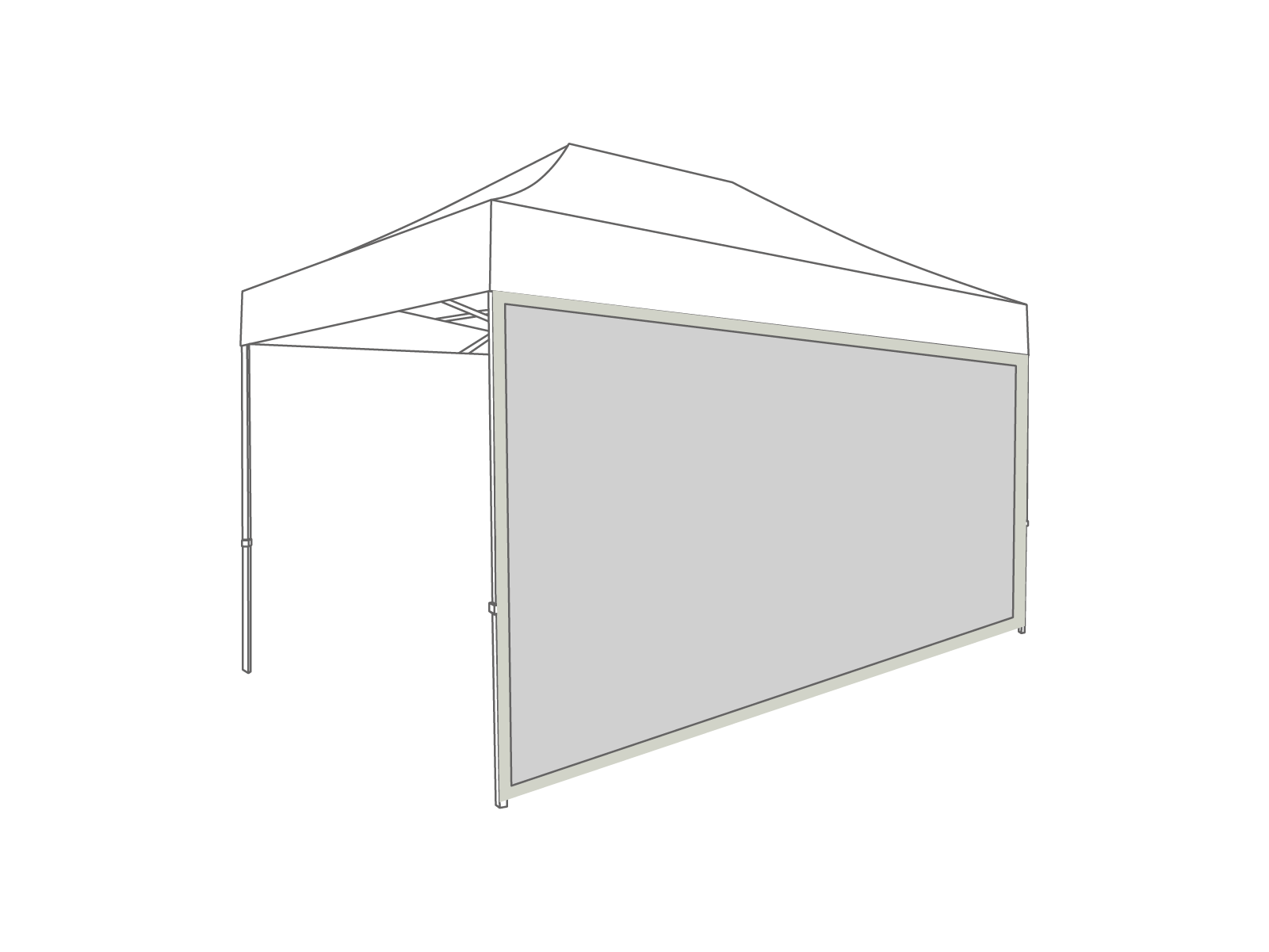 Tonnelle pliante Paroi latérale avec fenêtre panoramique - 4,5m - Polyester Gris clair