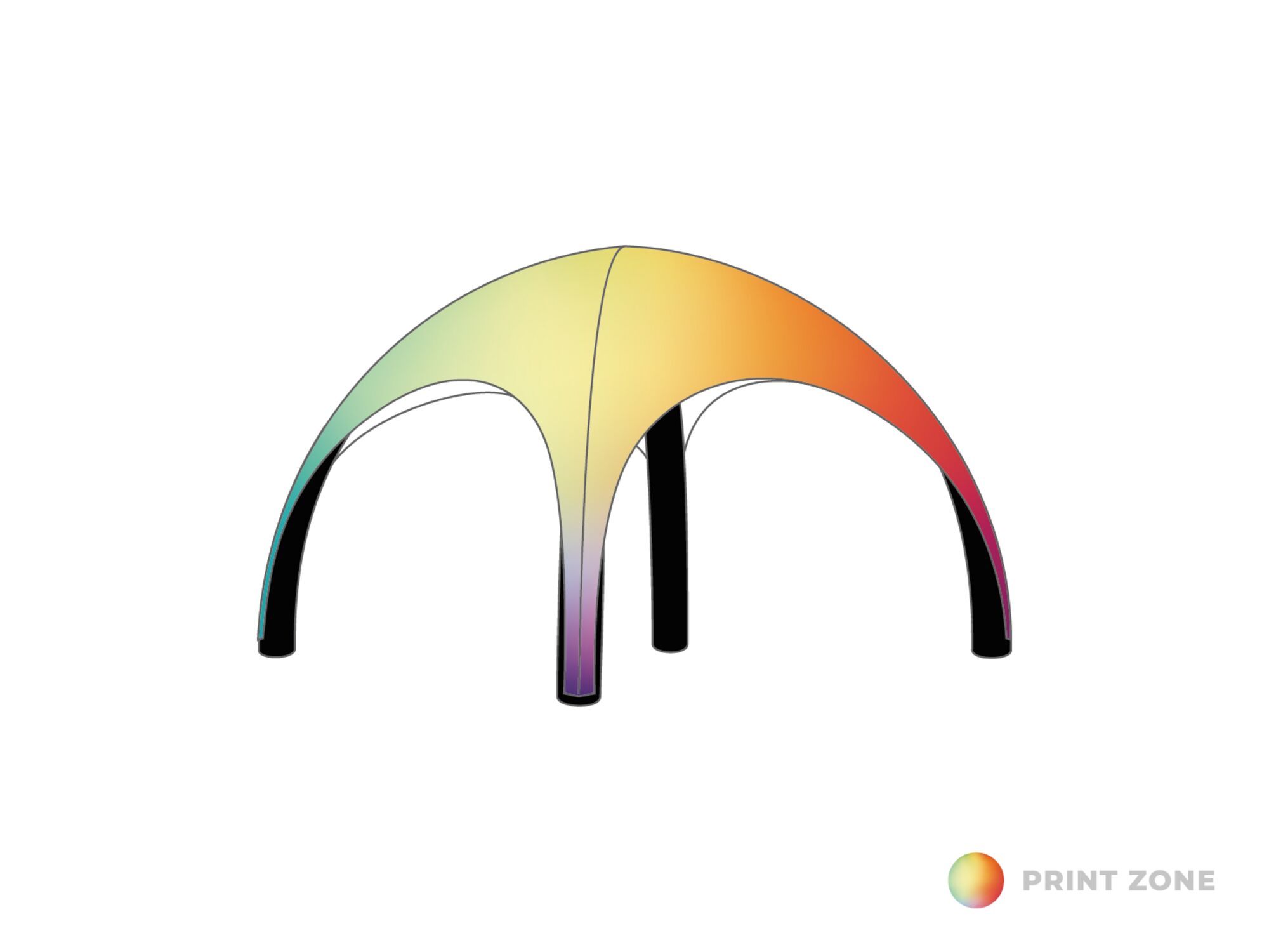 Opblaasbare tent Globe - 5x5m Zwart frame - Bedrukt dakzeil
