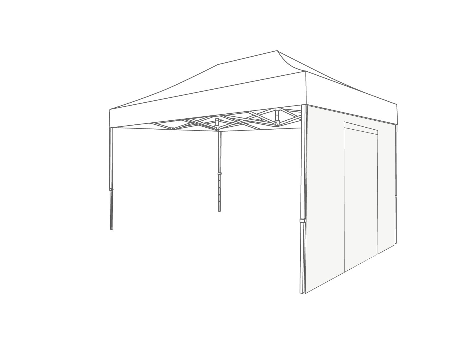 DON'T USE-Folding tent Sidewall door - 2m - PVC (matt) White