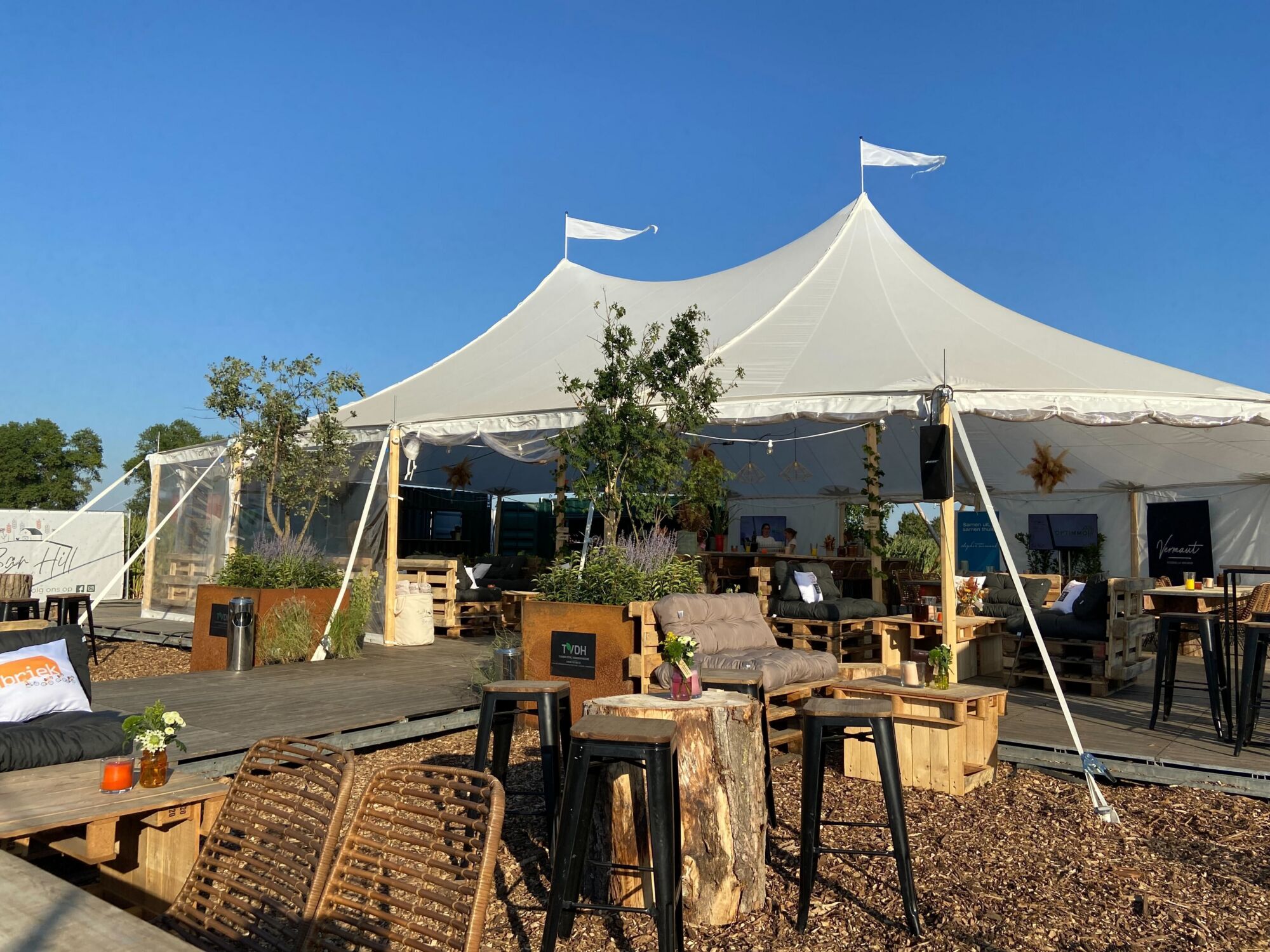 Sailcloth tent 14x32m - Doorloophoogte 2,44m wit