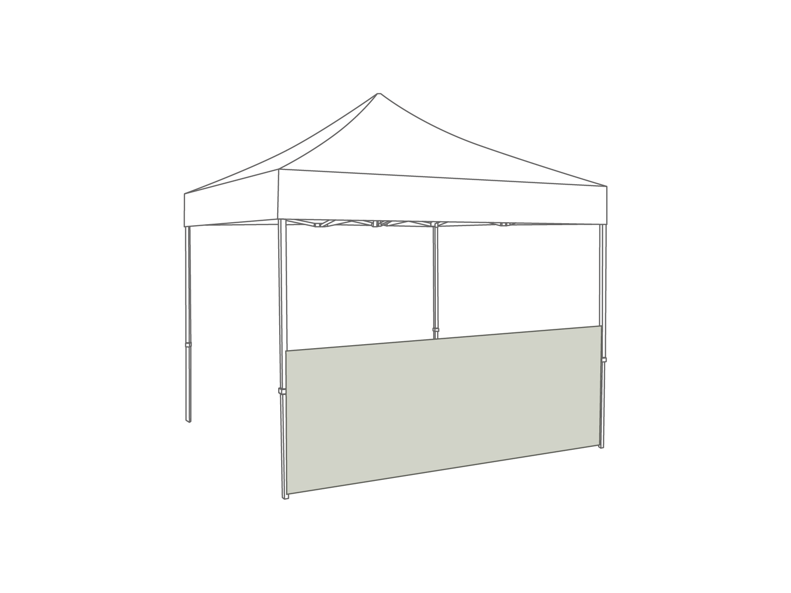 Folding tent Half wall - 4m - Polyester Light gray