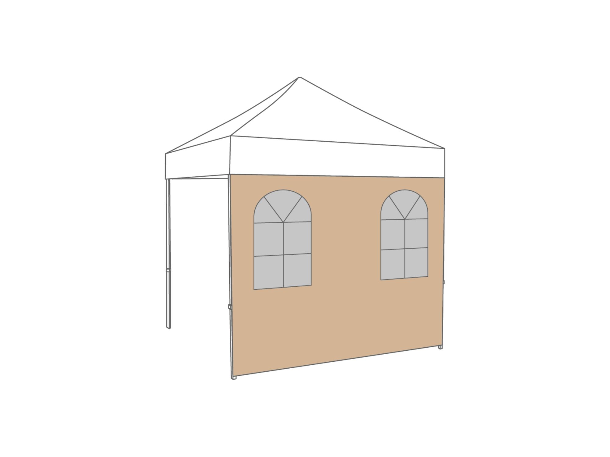 Folding tent Sidewall arched window - 2,5m - Polyester Desert Sand