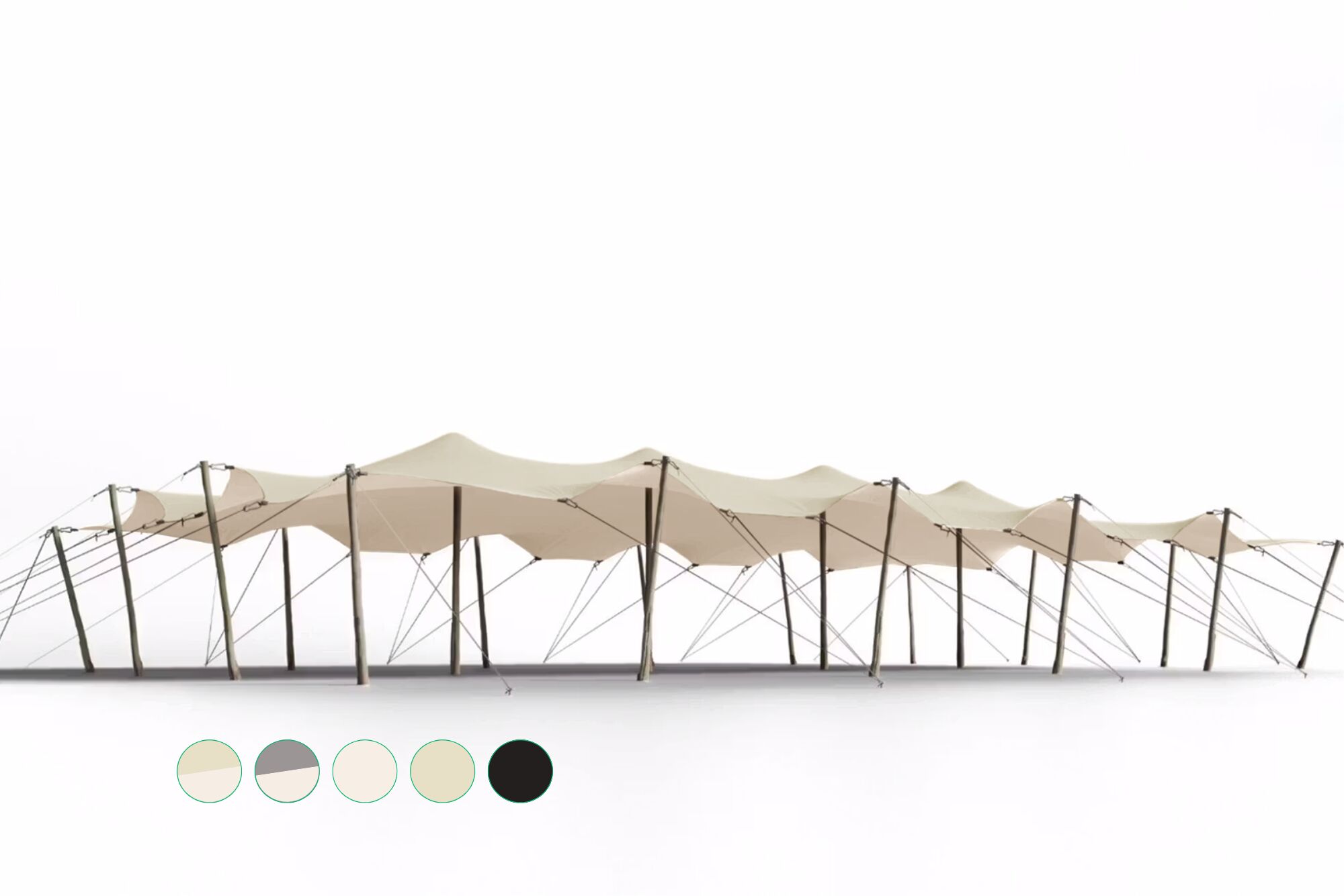 Triflexx stretchtent zeil (560 g/m²) met klemmen - 10 x 21,5 m Zand/Gebroken wit