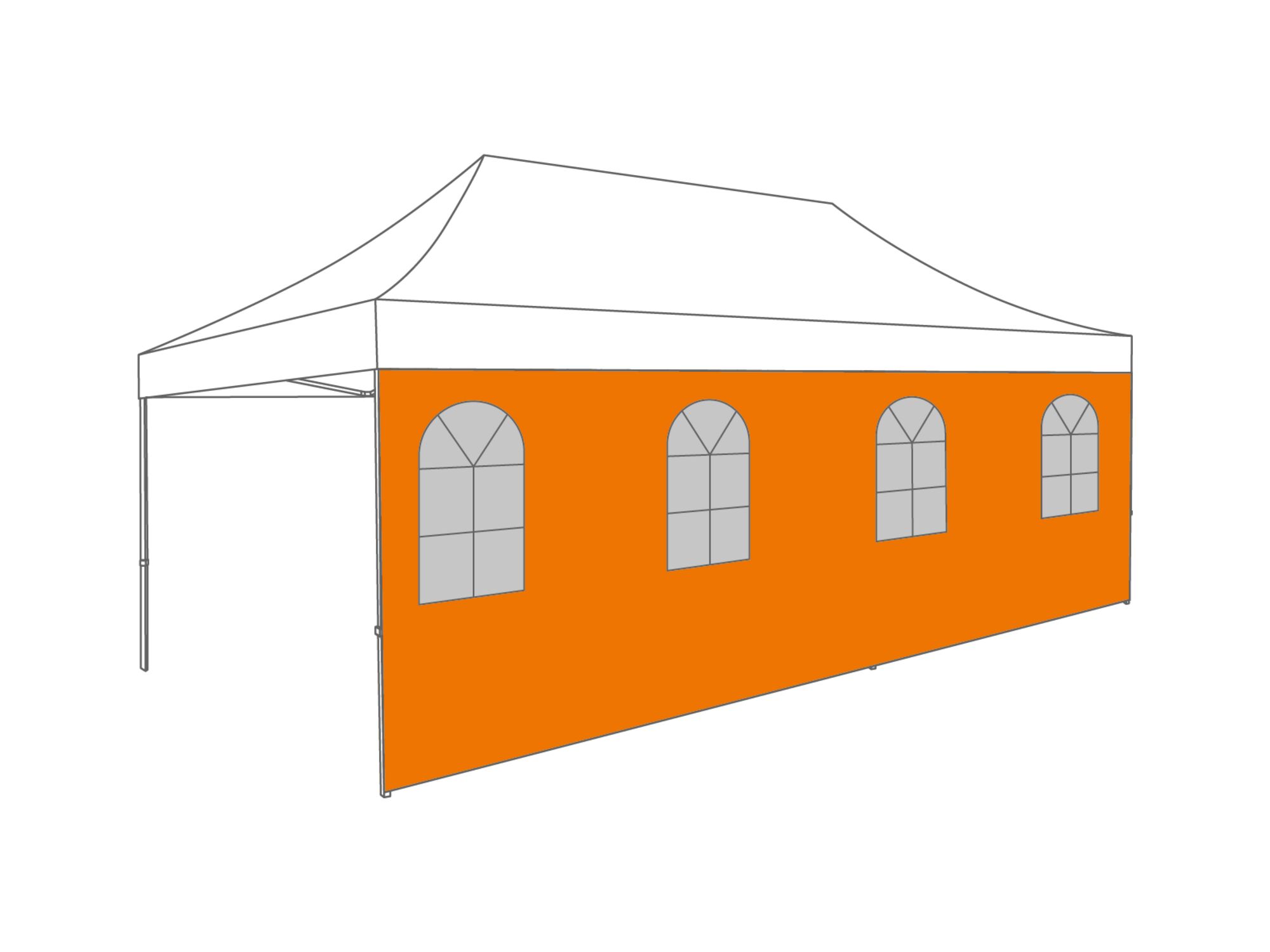 Folding tent Sidewall arched window - 6m - Polyester (for 3x6) Orange