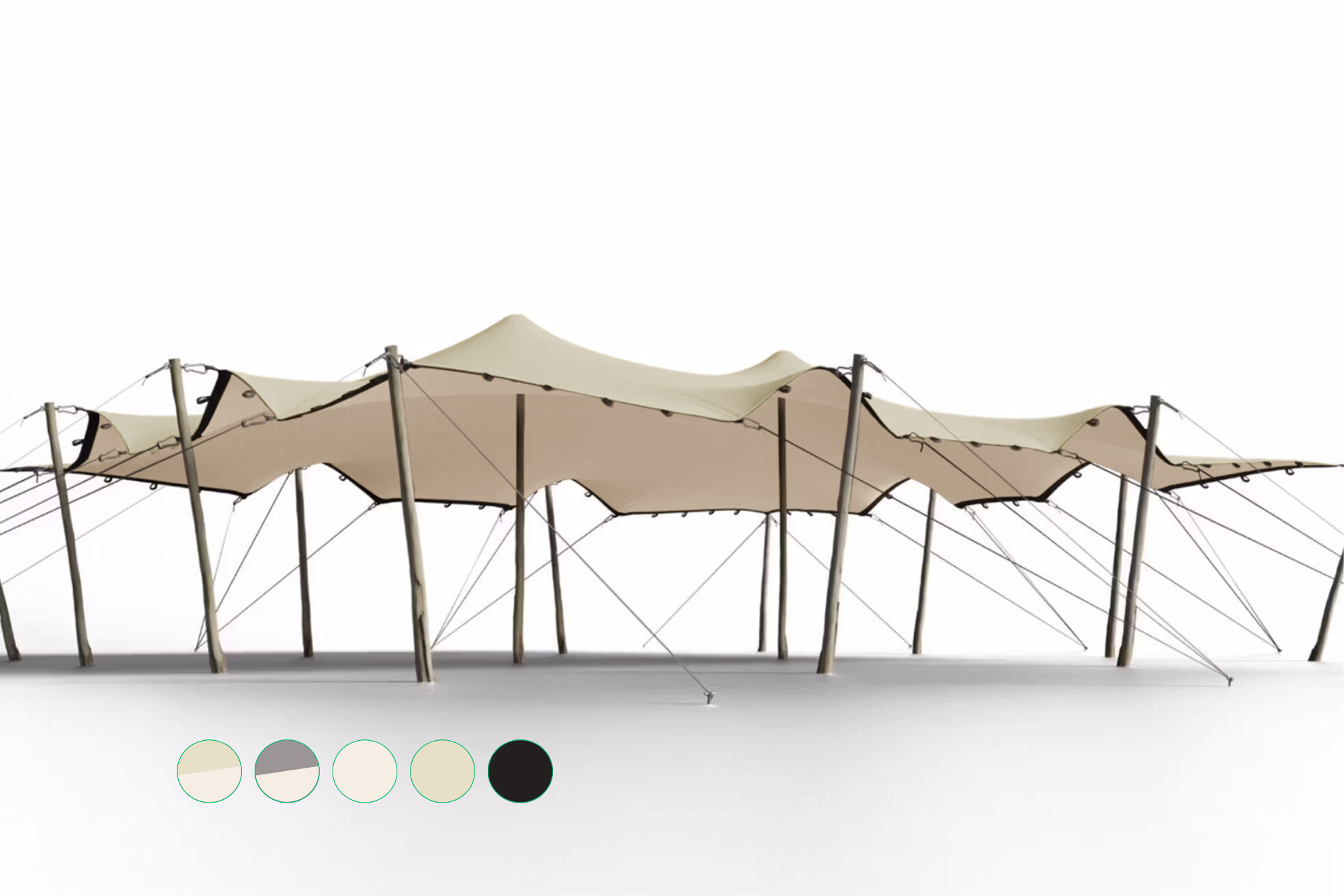 Triflexx Stretchzelt Plane (560 g/m²) mit Schleifen - 10 x 12,5 m Sand/Creme