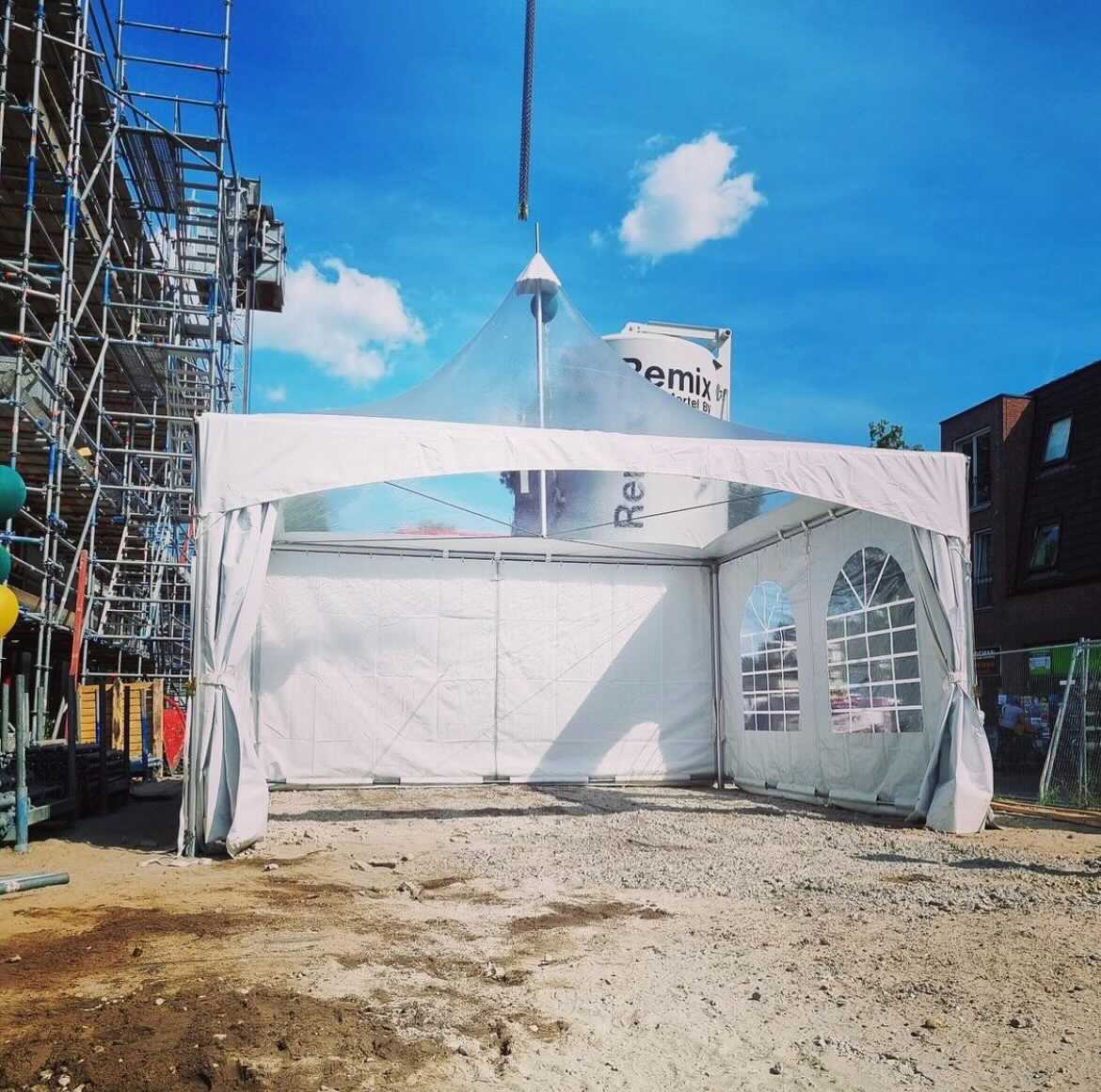 Pagodetent keder ronde palen - incl zijwanden - 5x5m Wit