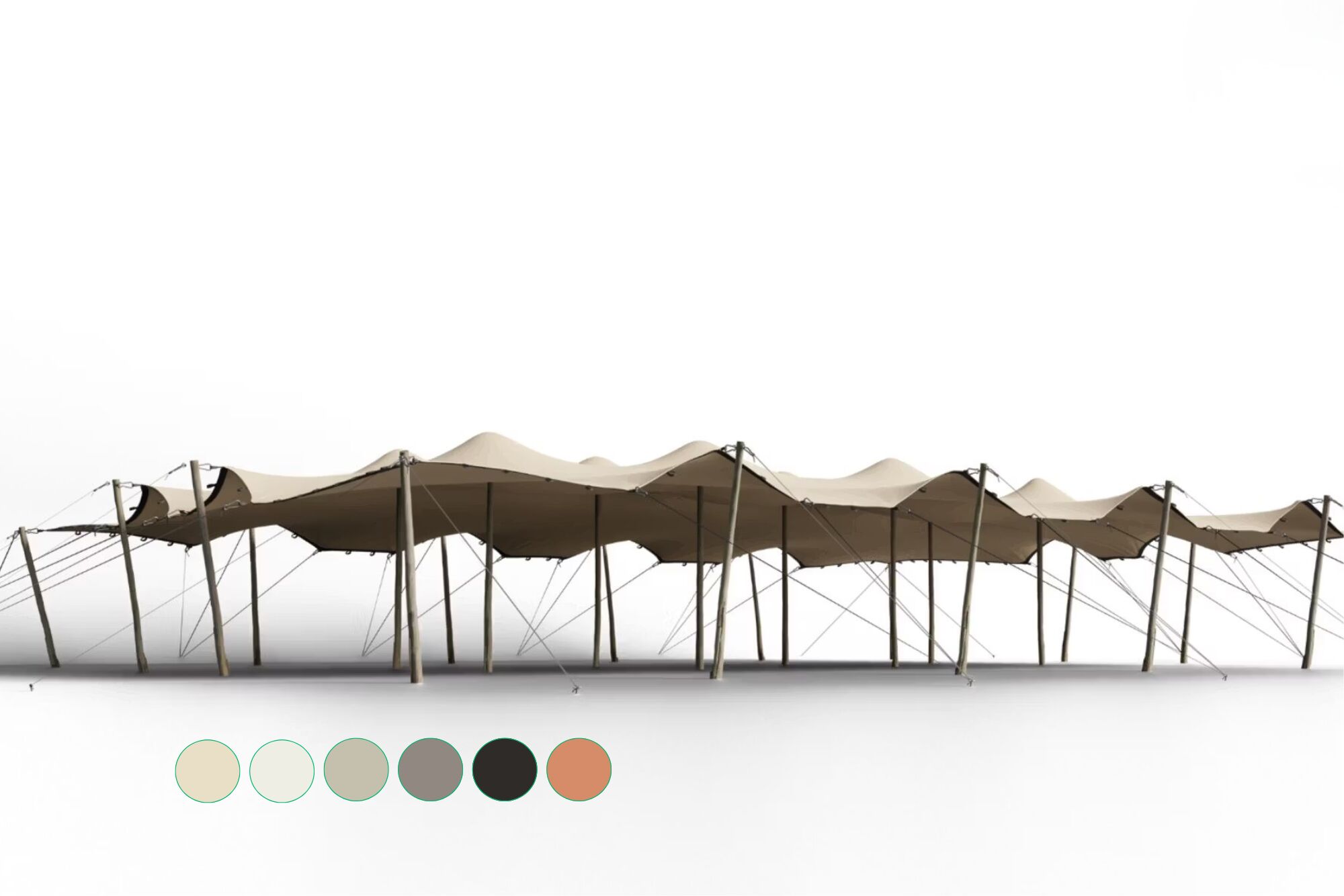 Hiflexx stretchtent zeil (740 g/m²) met lussen - 15 x 20 m Zand/Zand