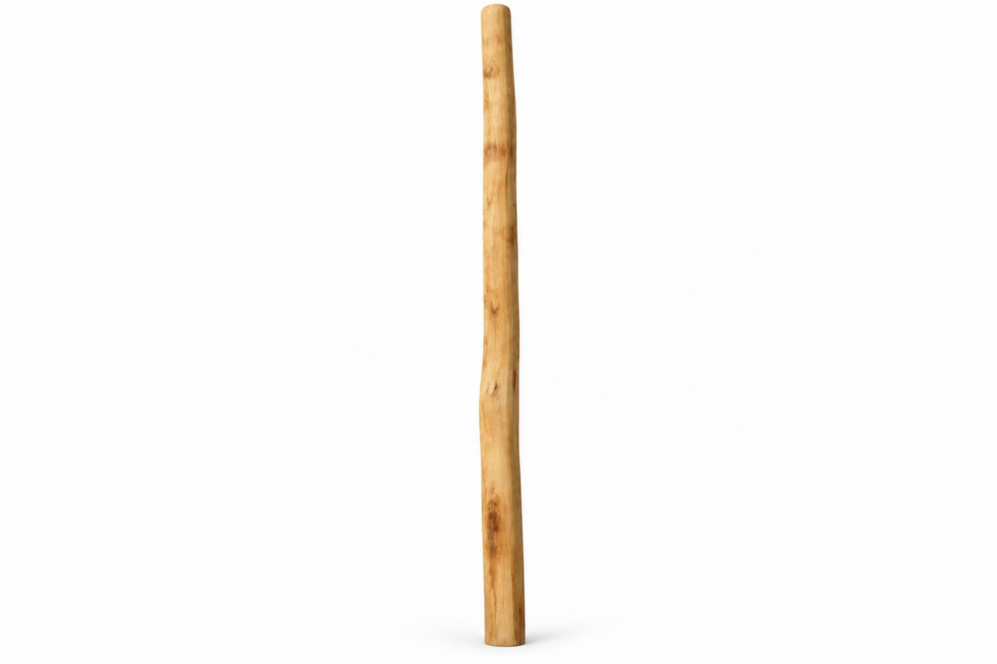 Robinia houten paal van 4 meter met een diameter van 12–15 cm op een witte achtergrond.