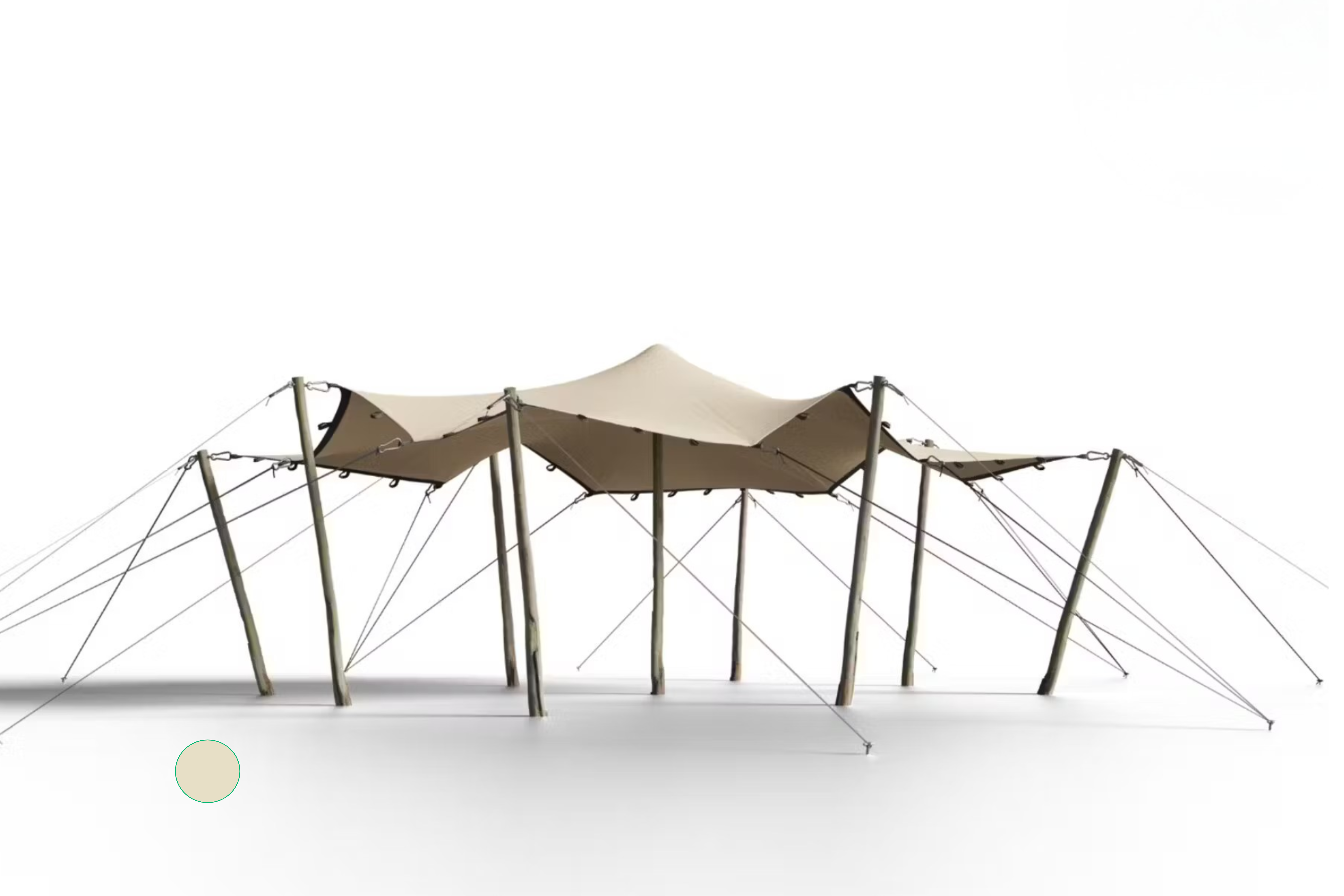 Hiflexx stretch tent canvas (740 g/m²) with loops - 6,5 x 5 m Sand/Sand