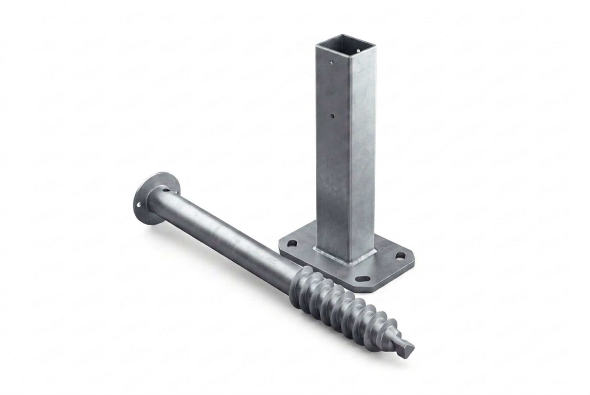 Ground screw set with ground fixation - 90° angle