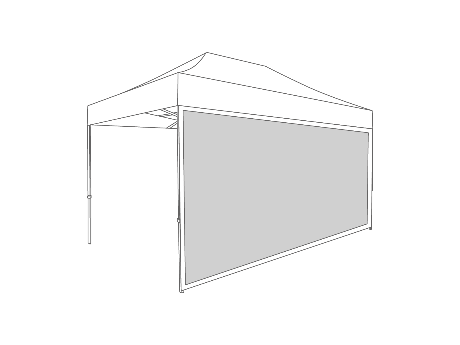 Folding tent Sidewall panoramic window - 4,5m - Polyester White