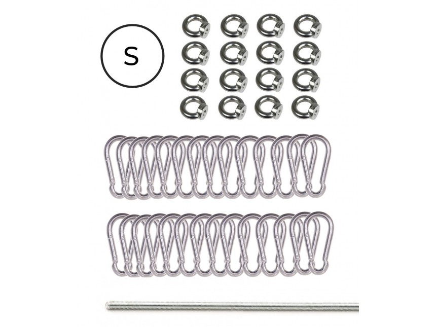 Carabiner set - galvanised - threaded rod to cut for stretch tent 6,5 x 5 m 