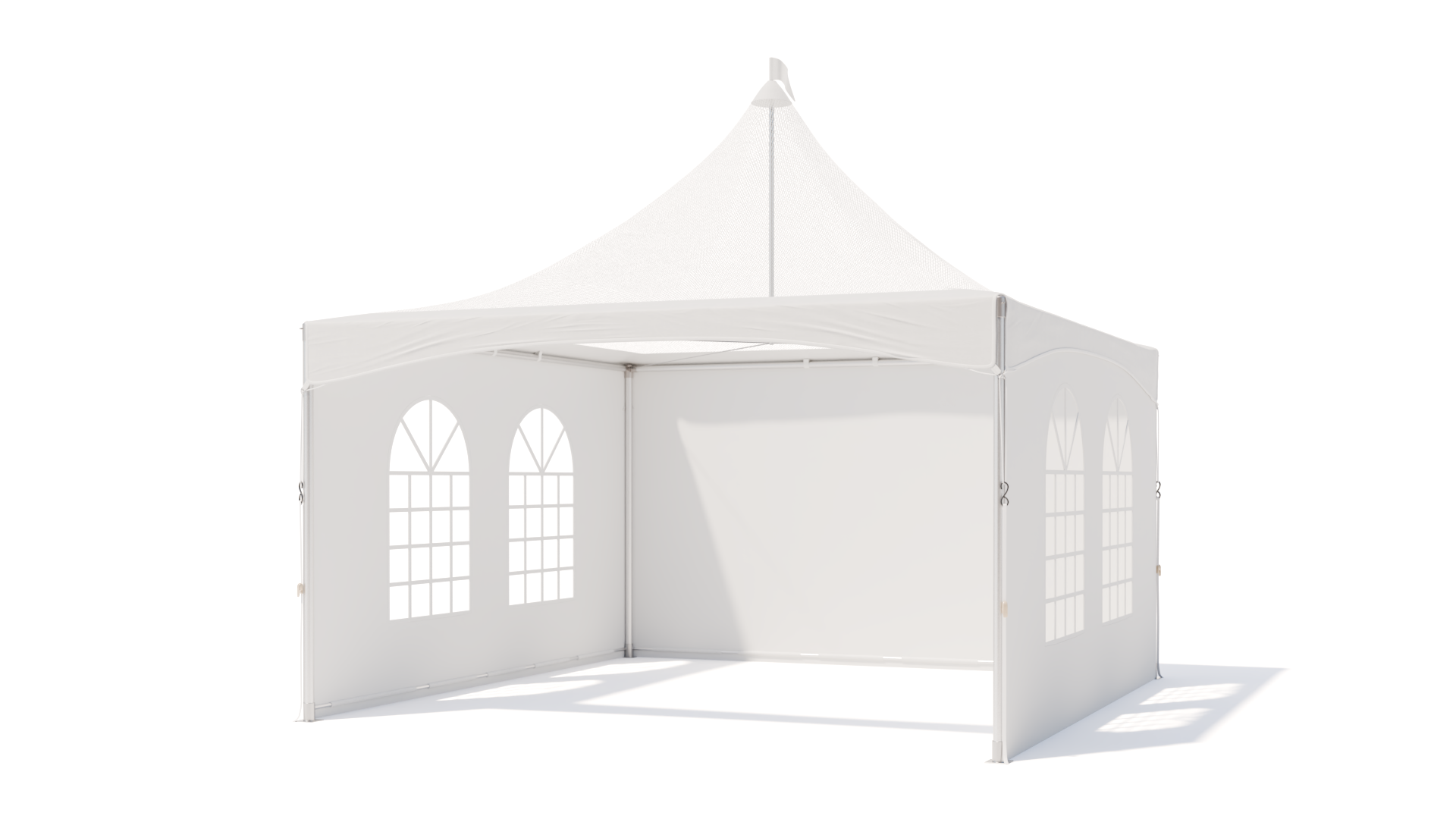 Pagoda tent keder with panorama roof white - incl sidewalls - 4x4m