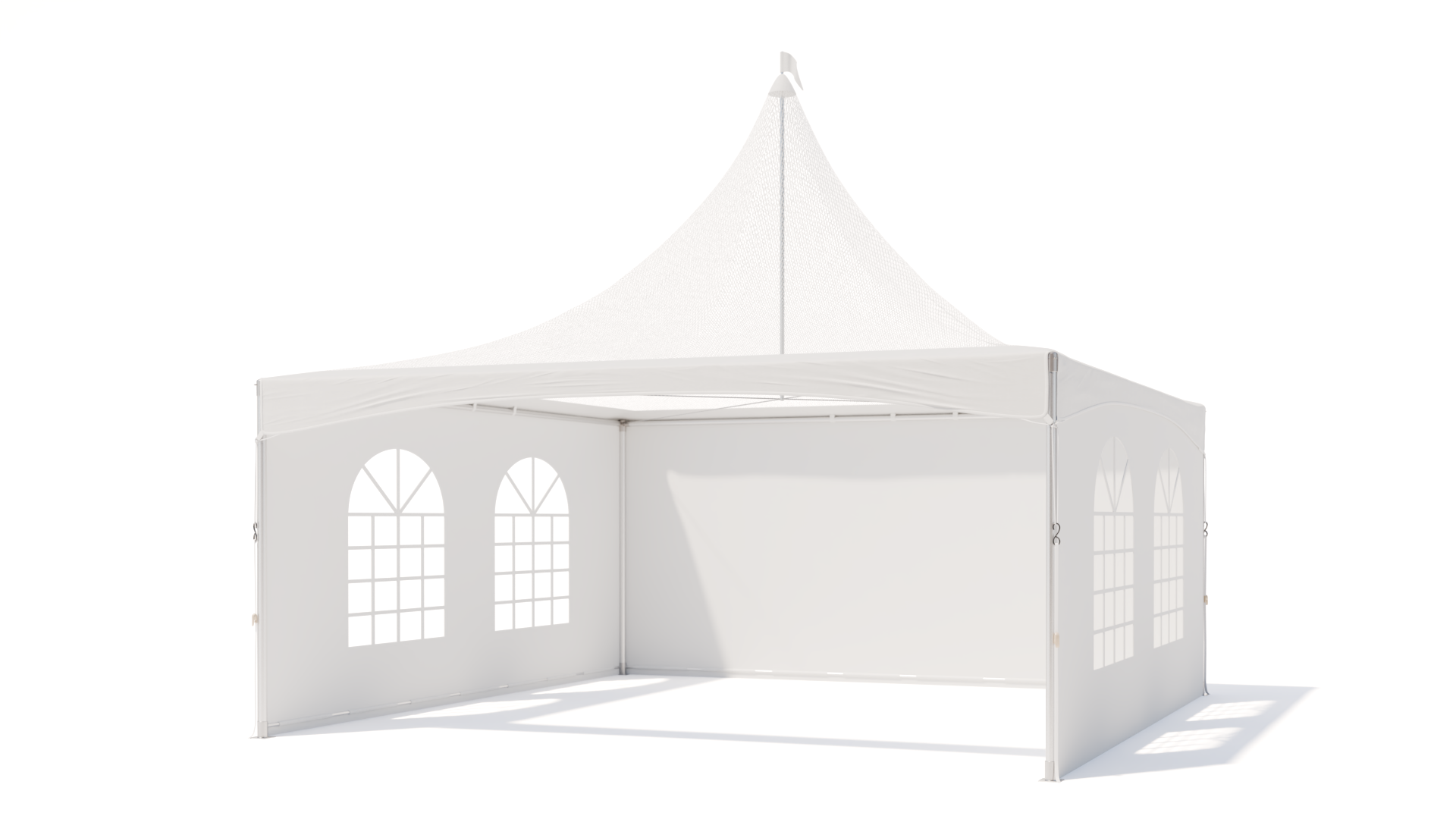 Pagoda tent keder with panorama roof white - incl sidewalls - 5x5m