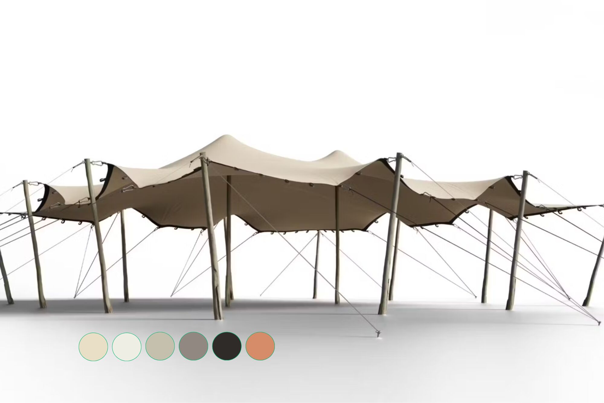 Hiflexx stretchtent zeil (740 g/m²) met lussen - 10 x 10,5 m Zand/Zand