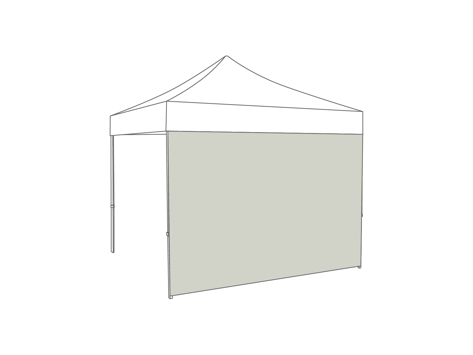 Folding tent Sidewall closed - 3m - Polyester Light gray
