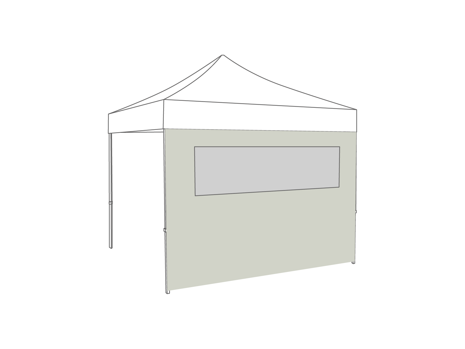 Folding tent Sidewall window - 4m - Polyester Light gray