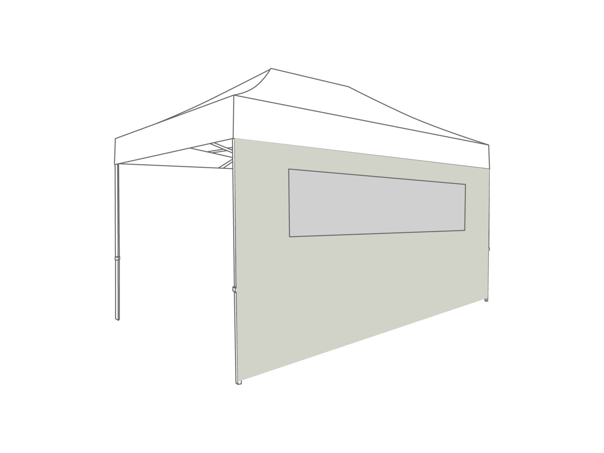 DON'T USE-Tonnelle pliante Paroi latérale avec fenêtre - 4,5m - Polyester Gris clair