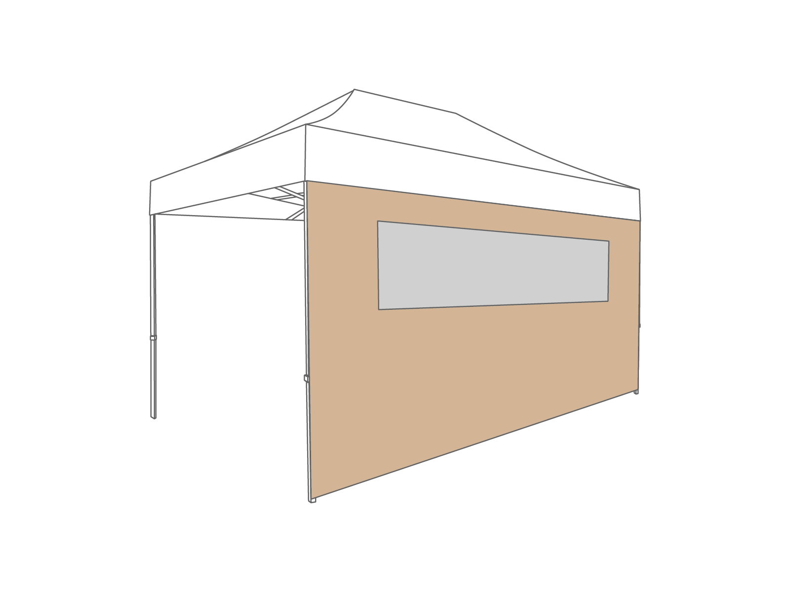 Tonnelle pliante Paroi latérale avec fenêtre - 4,5m - PVC (mat) Desert Sand
