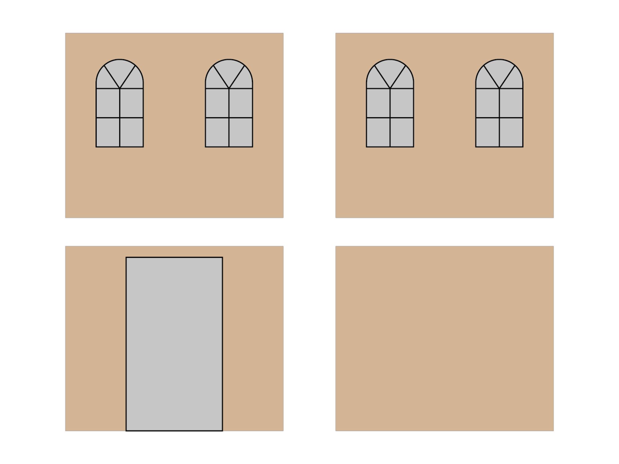 DON'TUSE-Faltpavillon Seitenwandset mit Tragetasche - Bogenfenster - 3x3 m - Polyester desert sand