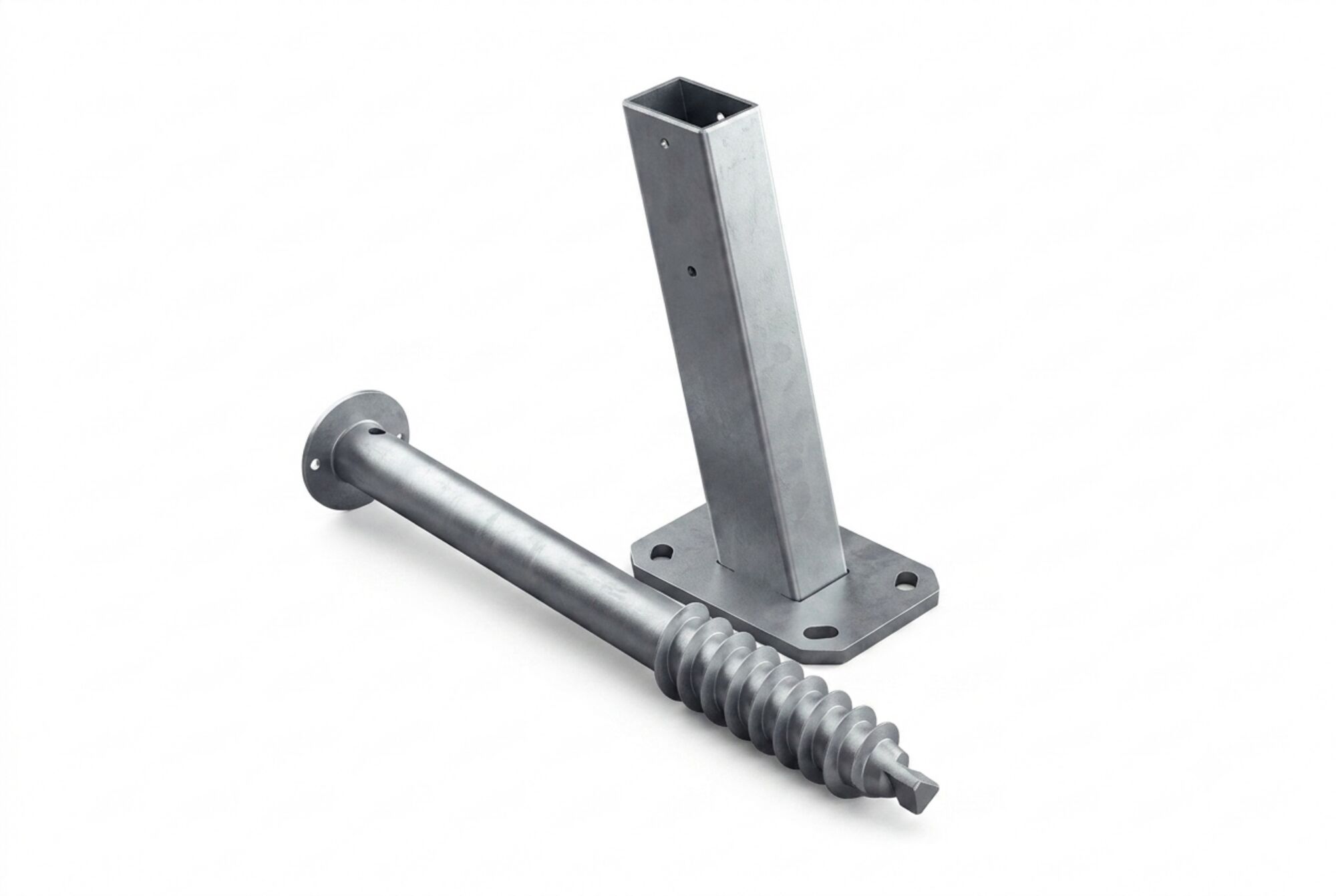Ground screw set with ground fixation - 80° angle