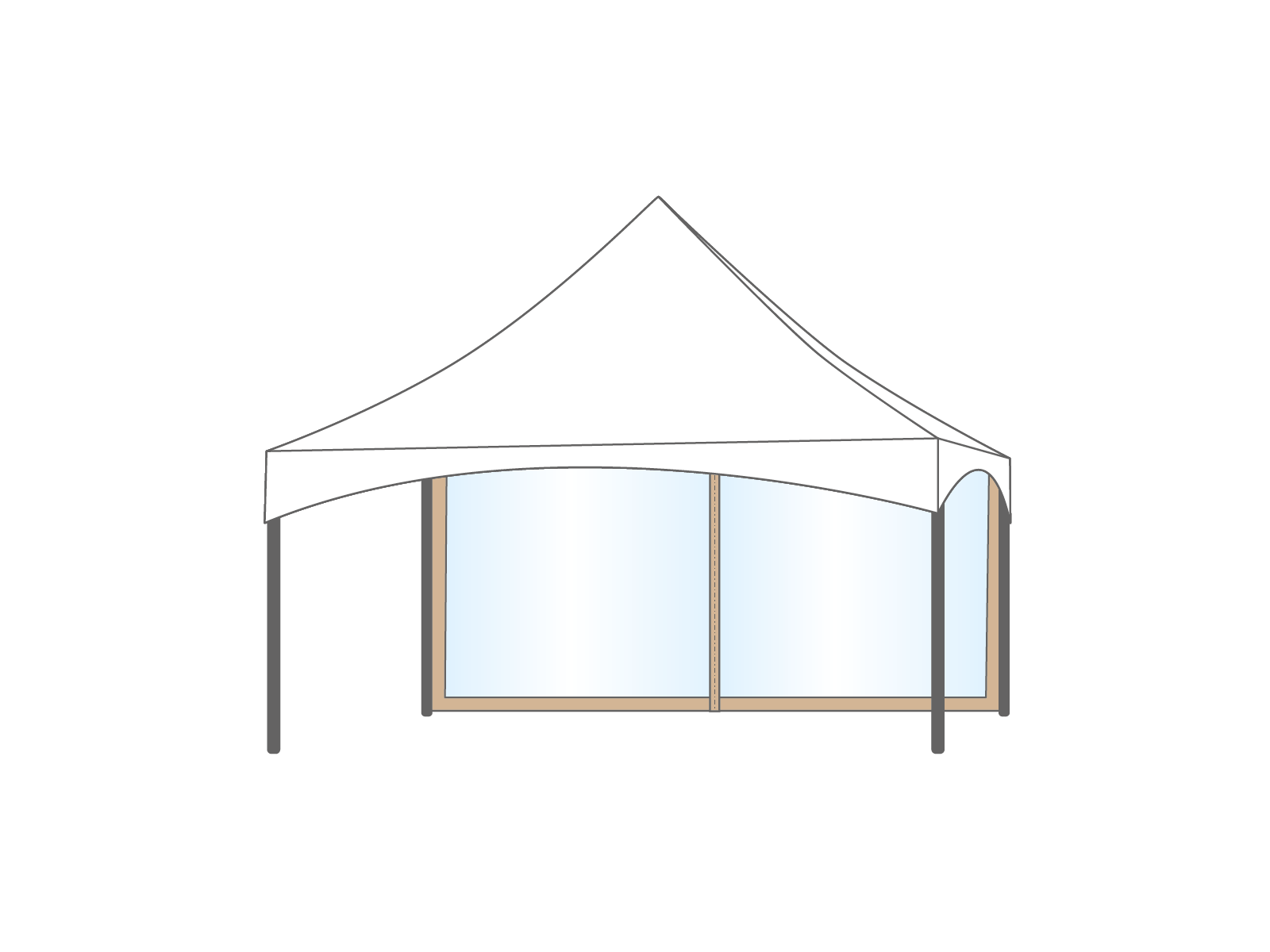 Pagodetent keder zijwand panorama 5m Zand