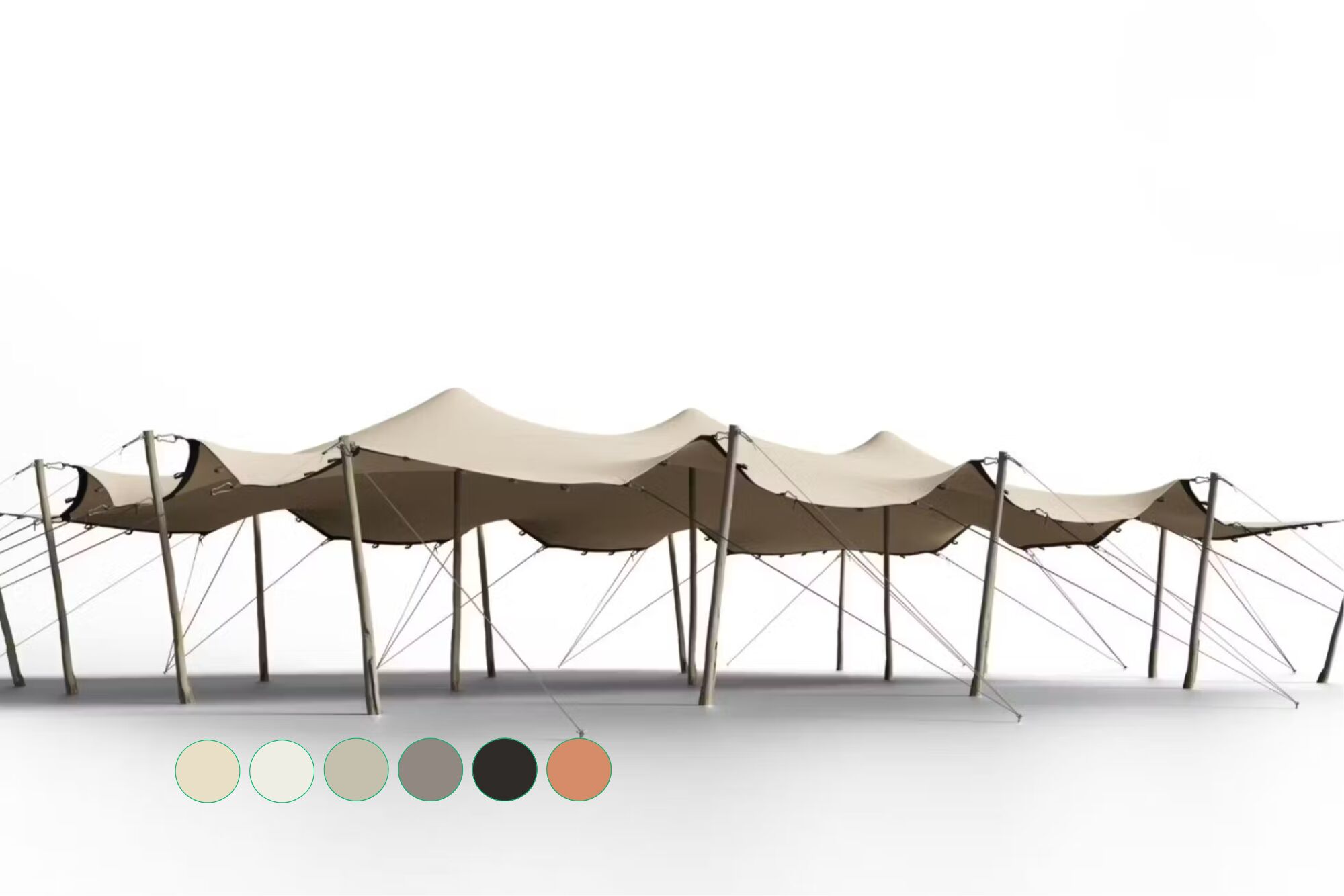 Hiflexx stretchtent zeil (740 g/m²) met lussen - 10 x 15 m Zand/Zand