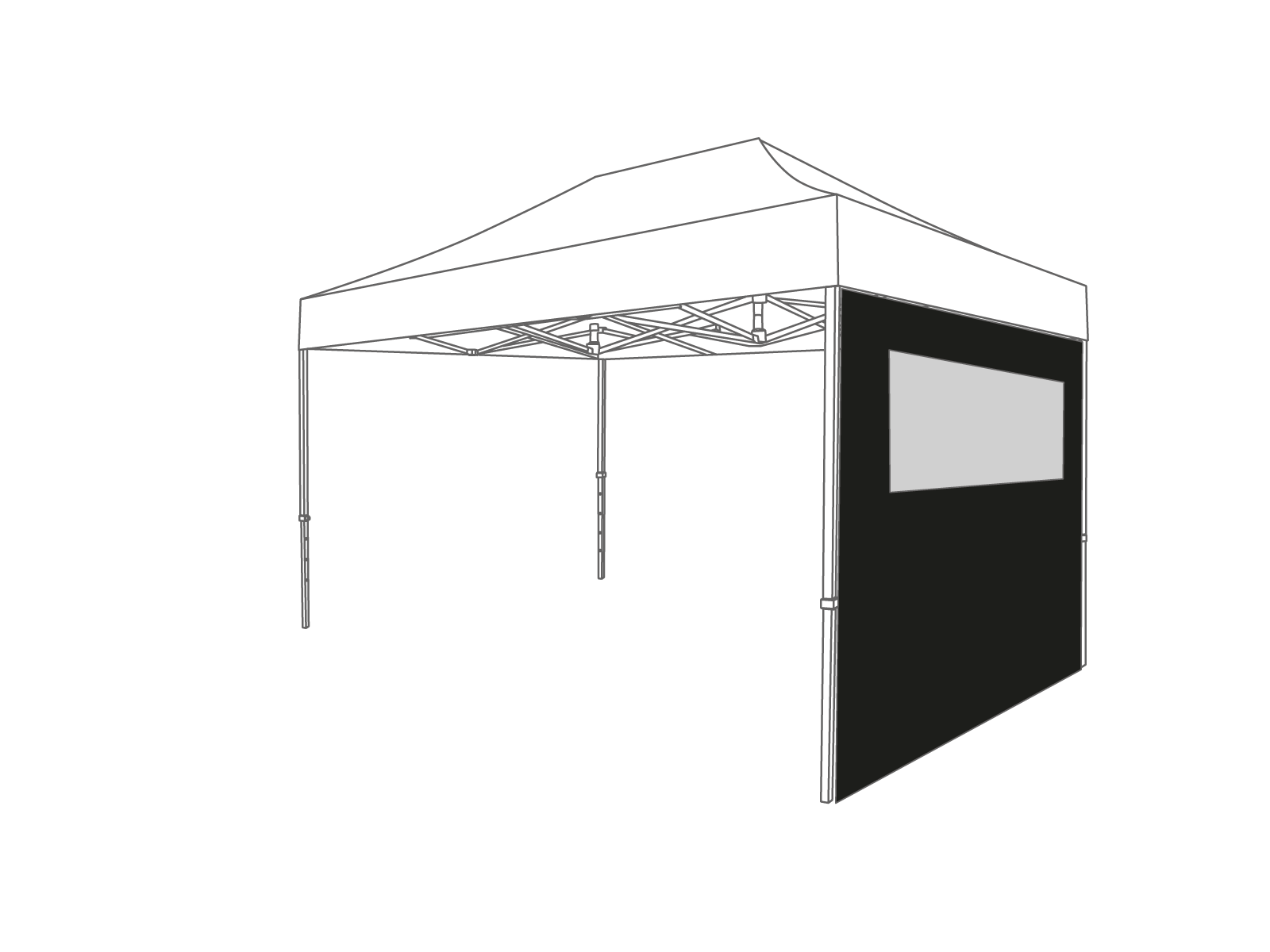 Pared lateral con ventana - 2m - Poliéster negro