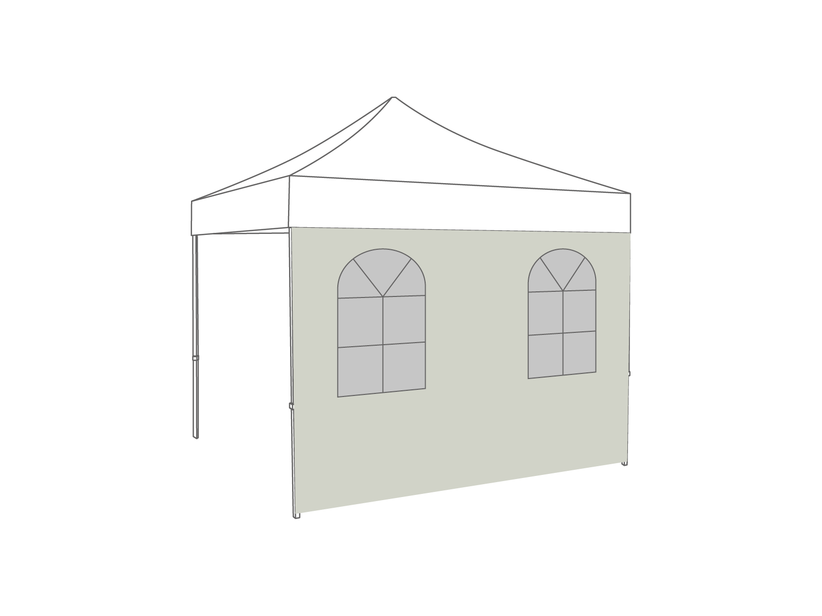 Folding tent Sidewall arched window - 3m - Polyester Light gray