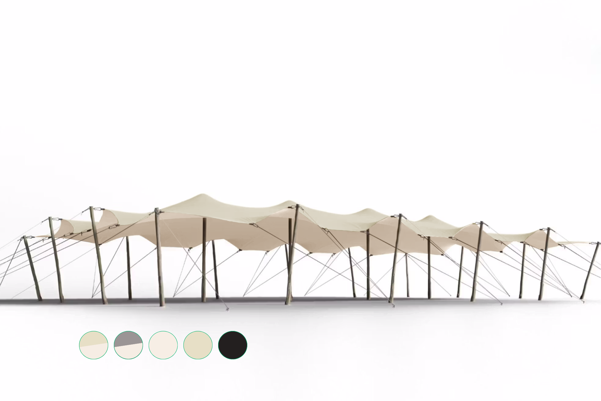 Triflexx Stretchzelt Plane (560 g/m²) mit Klemmen - 10 x 21,5 m Sand/Creme