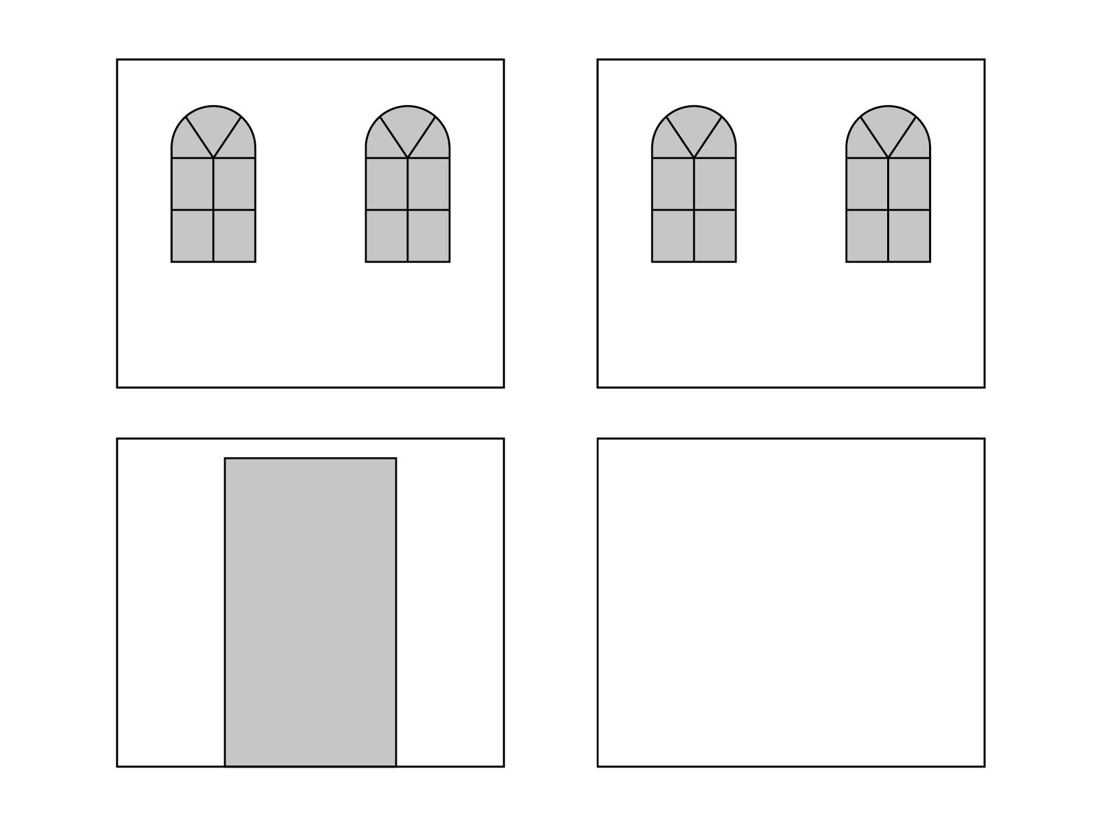 Folding tent Sidewall set with carry bag - Arched windows - 2,5x2,5m - Polyester White