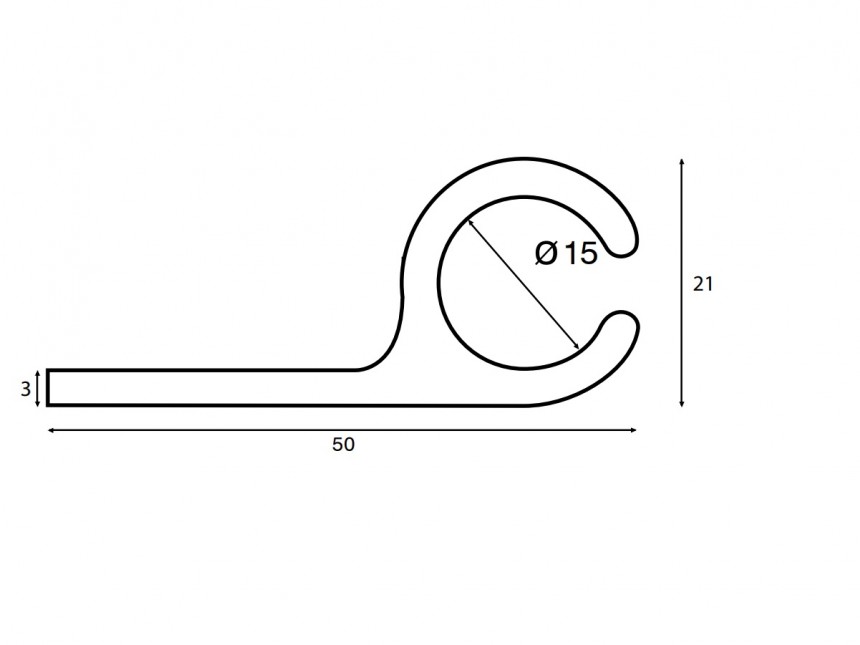 Rail keder 15 mm avec rainure latérale par mètre